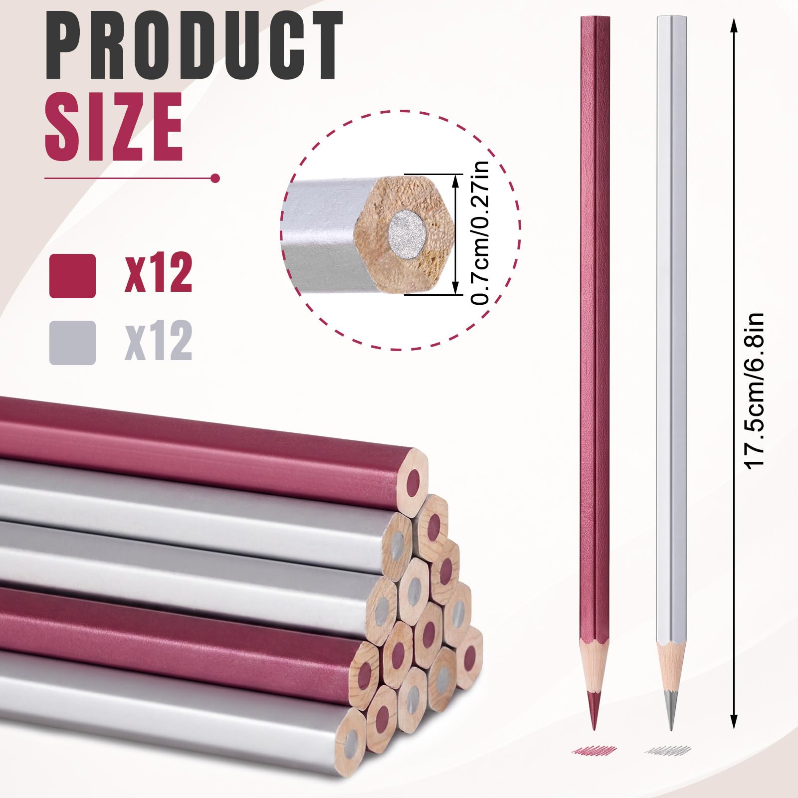 Gersoniel 12 Red and 12 Silver Welders Pencil, Metallic Marking Pencil — Amazon image 2