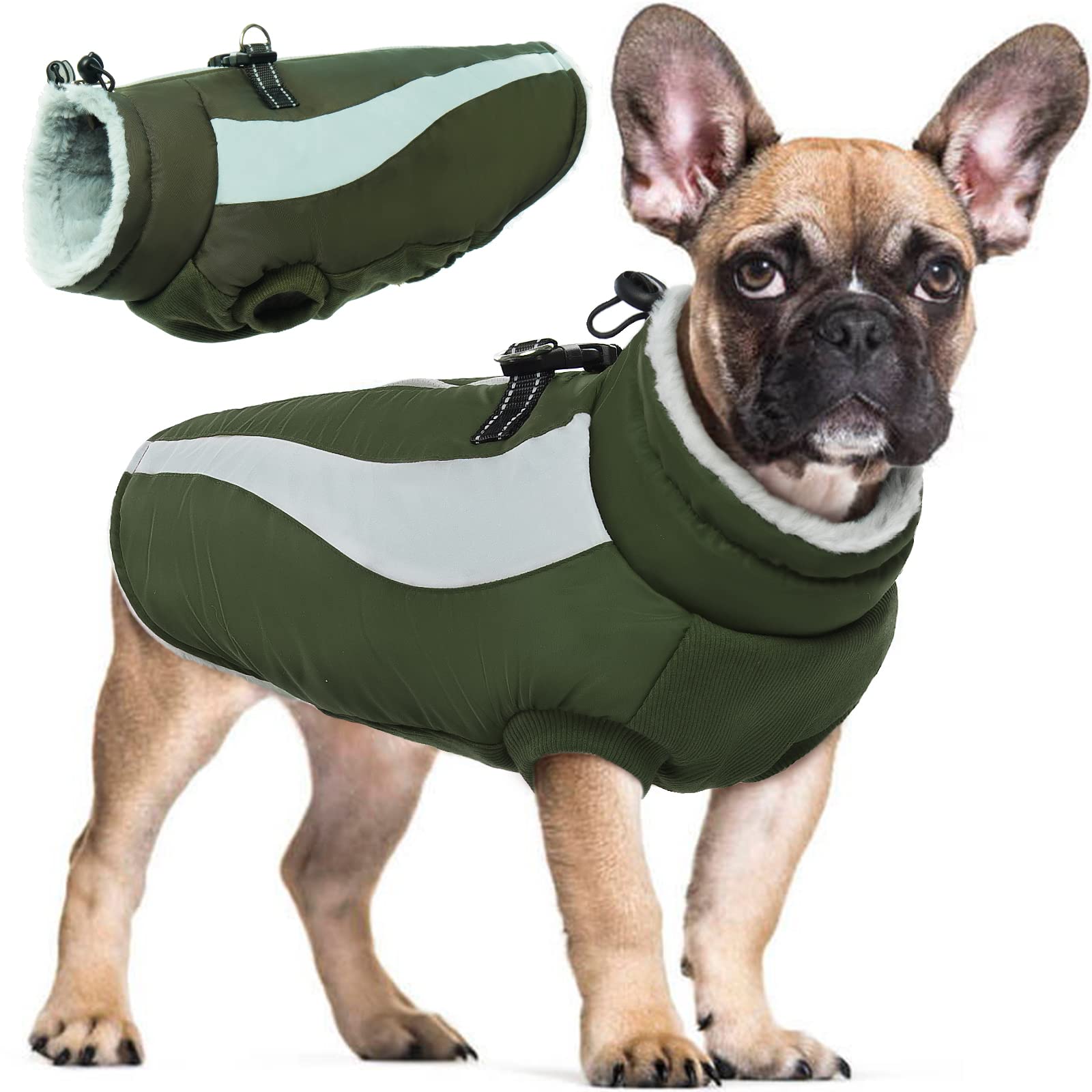 Hjyokuso Abrigo Perro, Ropa Perro, Abrigo Impermeable para Perros A Prueba De Viento, para Perros Pequeños, Medianos y Grandes, Chaqueta Perro Yorkshire Salchicha Chihuahua y Labrador -Ejercito Verde