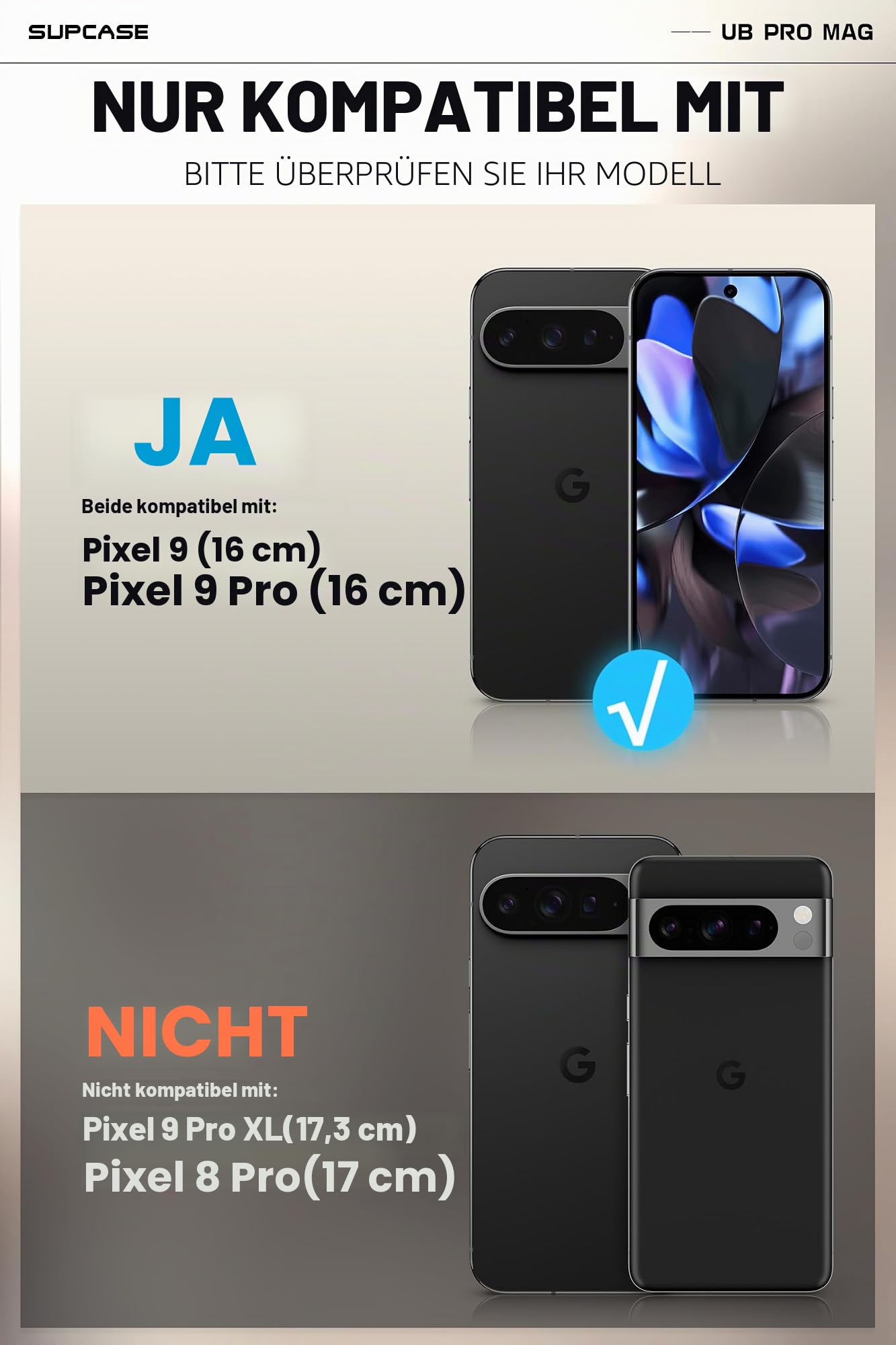 SUPCASE Schutzhülle für Google Pixel 9/9 Pro mit Ständer (UBPro Mag), [Unterstützt MagSafe] [Integrierter Displayschutz & Gürtelclip] [Schutz in Militärqualität] Magnetische Handyhülle für Pixel 9/9