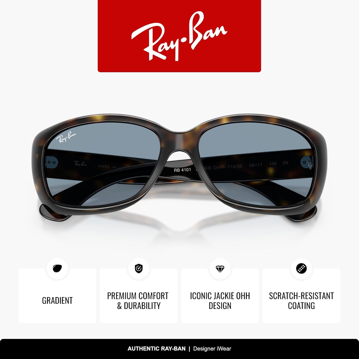 Ray-Ban RB4101 Jackie Ohh Square Sunglasses for Men for Women