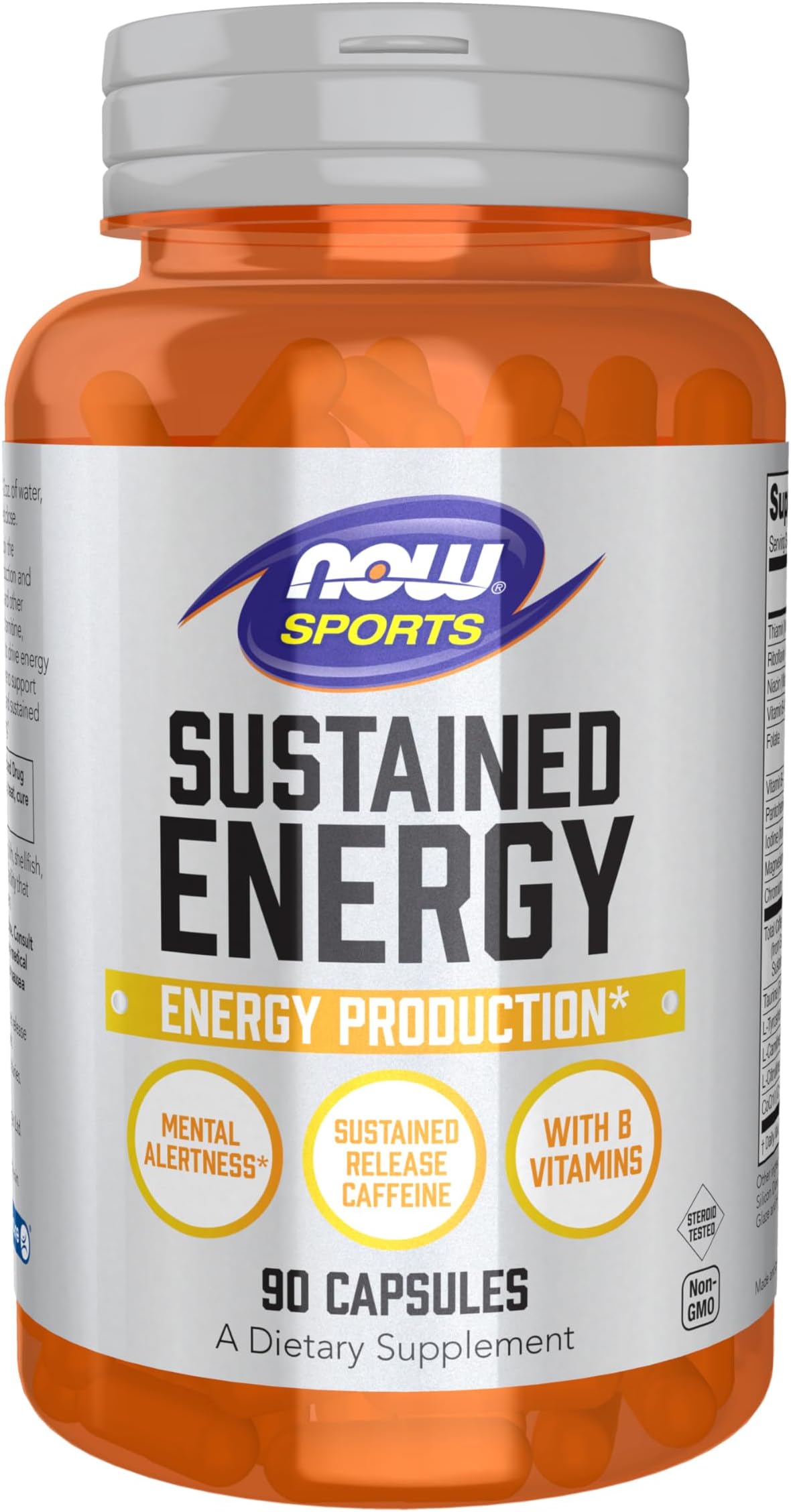 Now Foods Sports, Sustained Energy Energy Production* Mental Alertness* Sustained Release Caffeine with B Vitamins 90 Veg Capsules