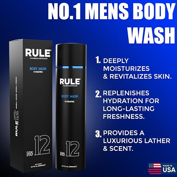 No.12 Body Wash, Shower Gel for Men with Shea Butter, Aloe Vera, Chamomile and Coconut Oil for Skin, Cleanse, Hydration, Revitalize & Restore, Perfect for Daily Use, 200 mL
