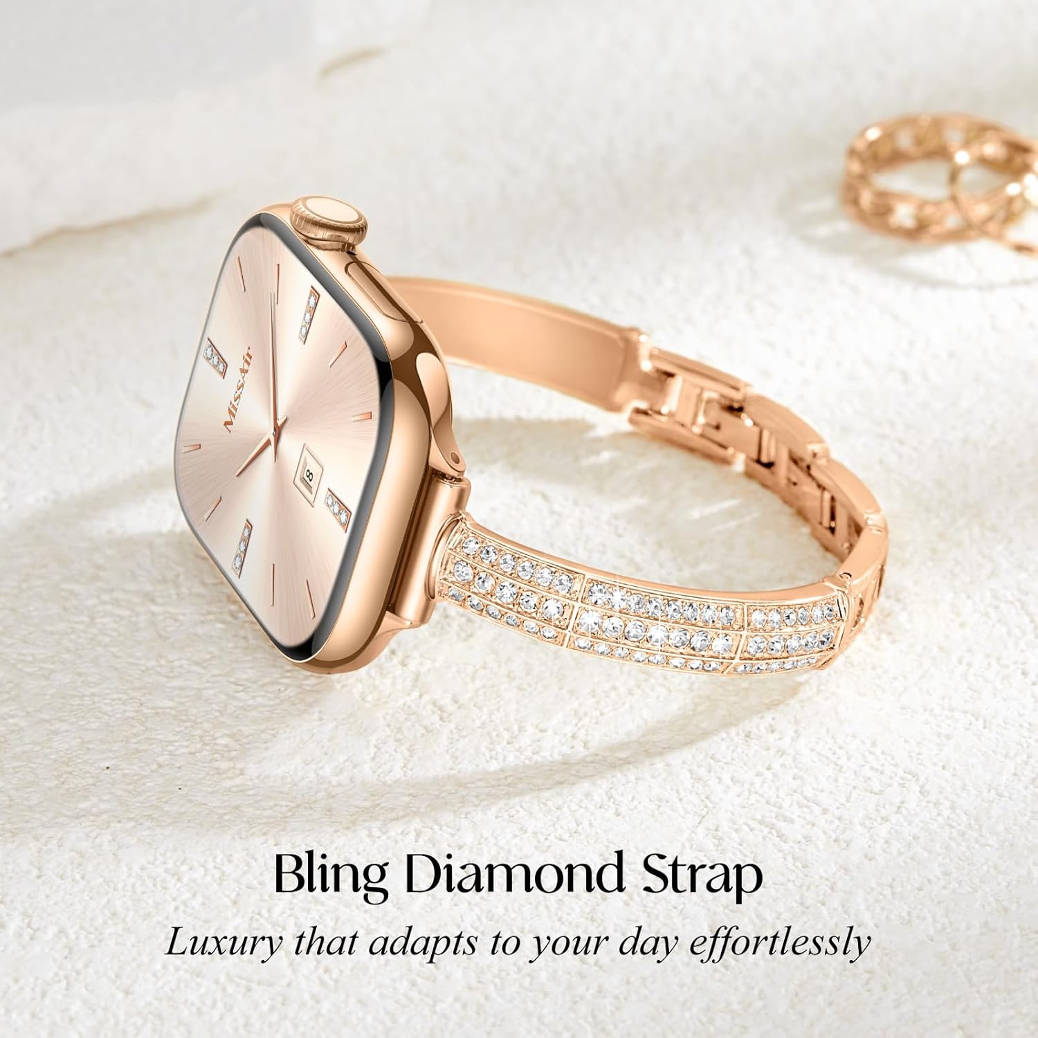 Missair Bands Compatible with Apple Watch Band 38mm 40mm 41mm 42mm 44mm 45mm 46mm 49mm Thin Metal Diamond Bracelet Band with Jewelry Crystal for iWatch Series 10 9 8 7 6 5 4 3 SE Ultra for Women - Image 2