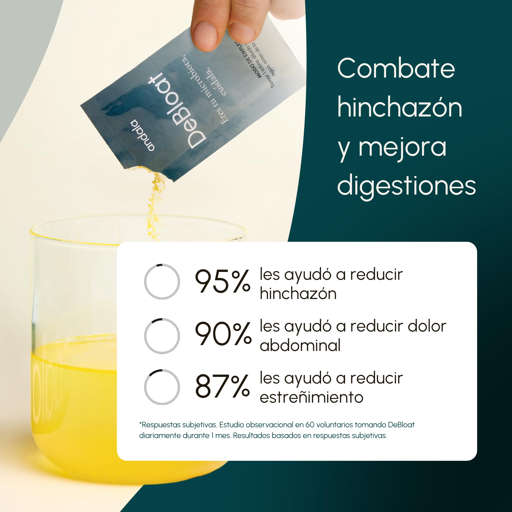 DeBloat - Digezyme Enzimas Digestivas con Probioticos Synbio Alivian Gases e Hinchazon Adultos y Mejoran la Digestion - Curcuma, Manzanilla, Menta e Hinojo - 30 Sobres