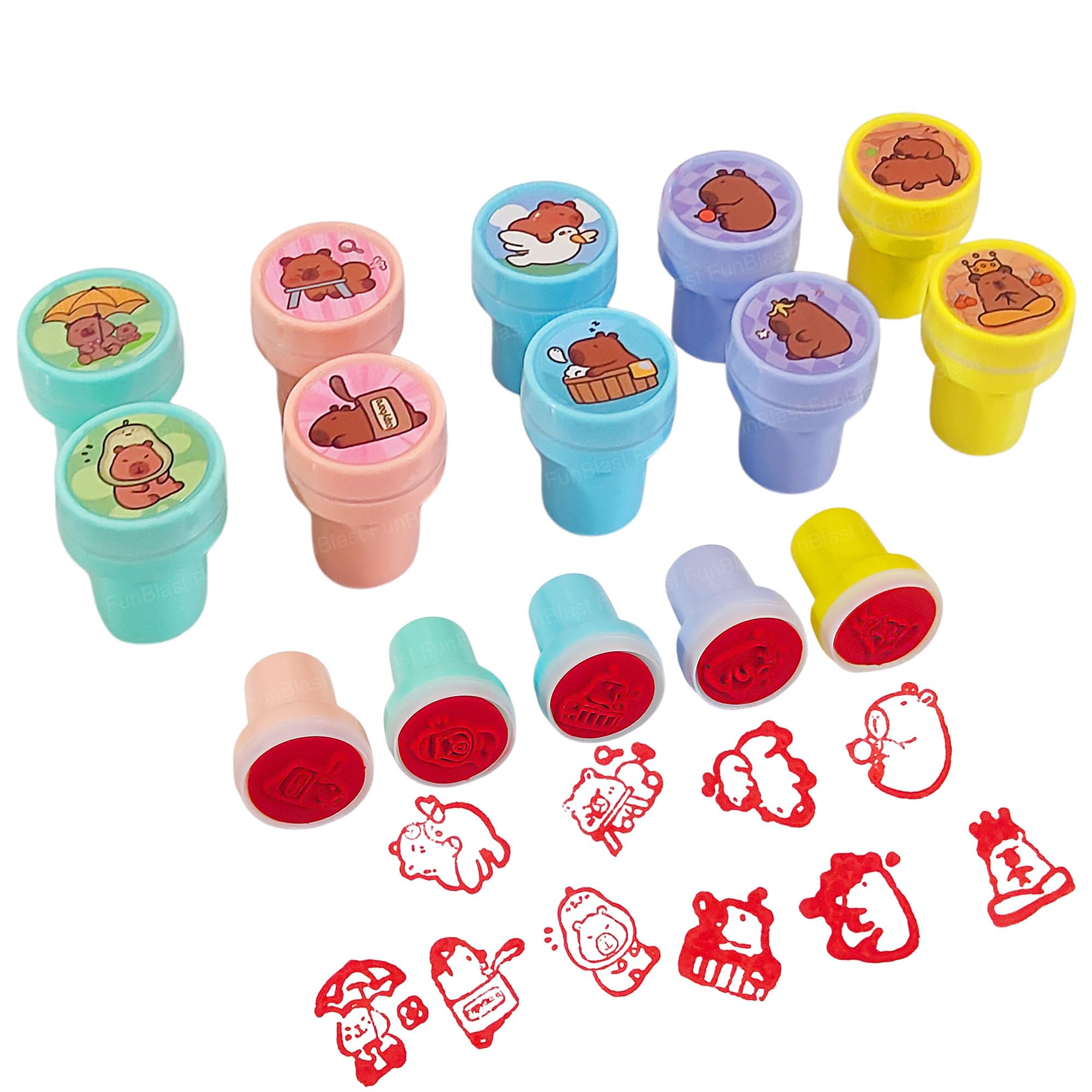 FunBlast Capybara Stamps for Kids – 10 Pcs Plastic Stamper Toys Art and Craft, Tap Water Stamp, School Supplies Toys for Kids, Boys, Girls (Multicolor)-image-10