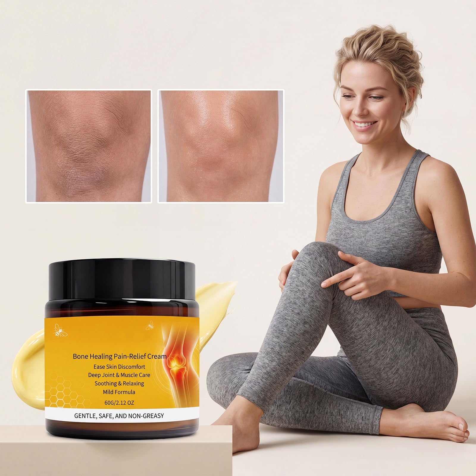Crema de masaje corporal con veneno de abeja y condroitina para espalda, rodillas, manos, cuello y pies，(3pcs)