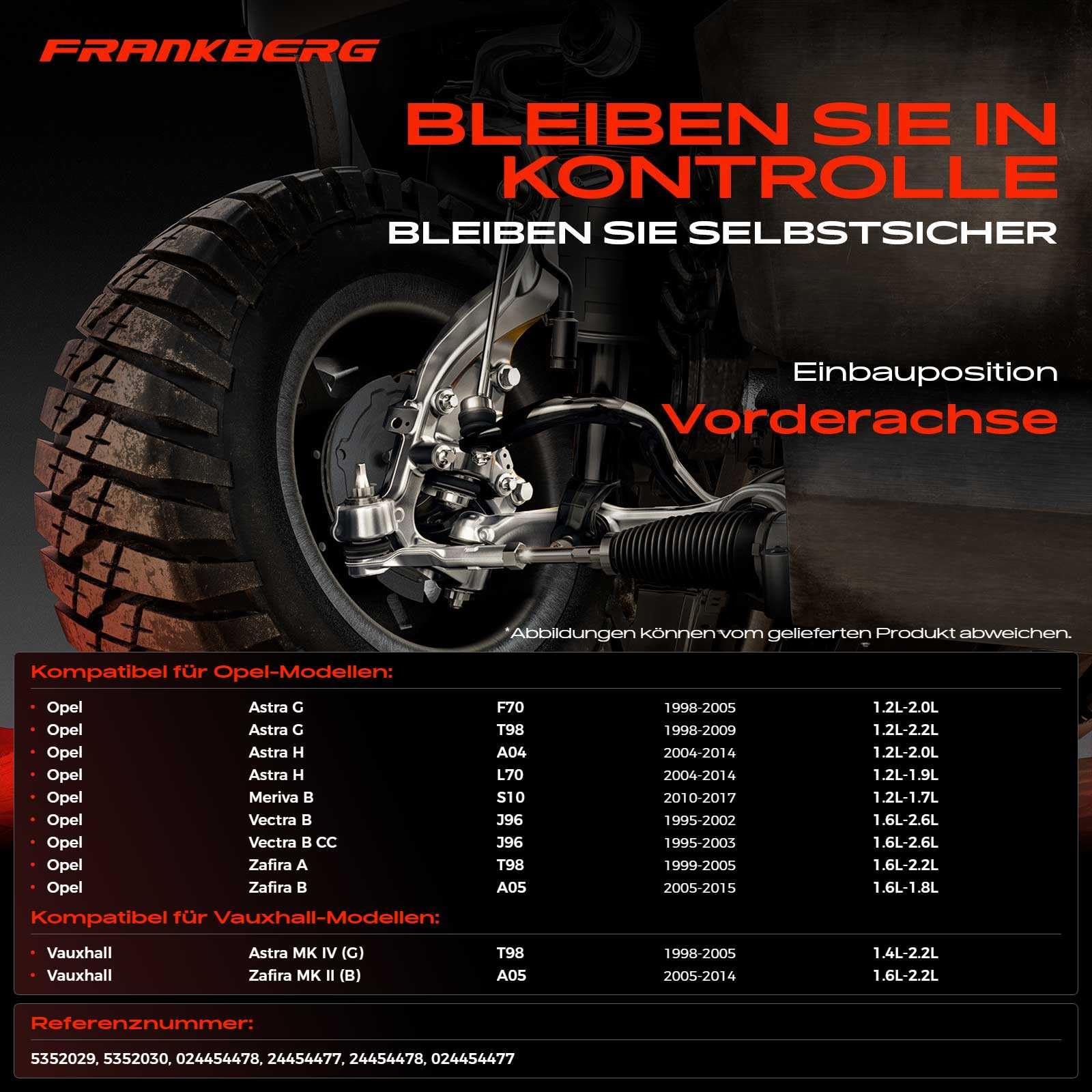 Frankberg 2x Traggelenk Vorderachse Kompatibel mit Astra G Cabriolet F67 1.6L-2.2L 2001-2005 Astra H A04 1.2L 2005-2010 Vectra B Caravan 31 1.6L-2.6L 1996-2003 Replace# 024454477