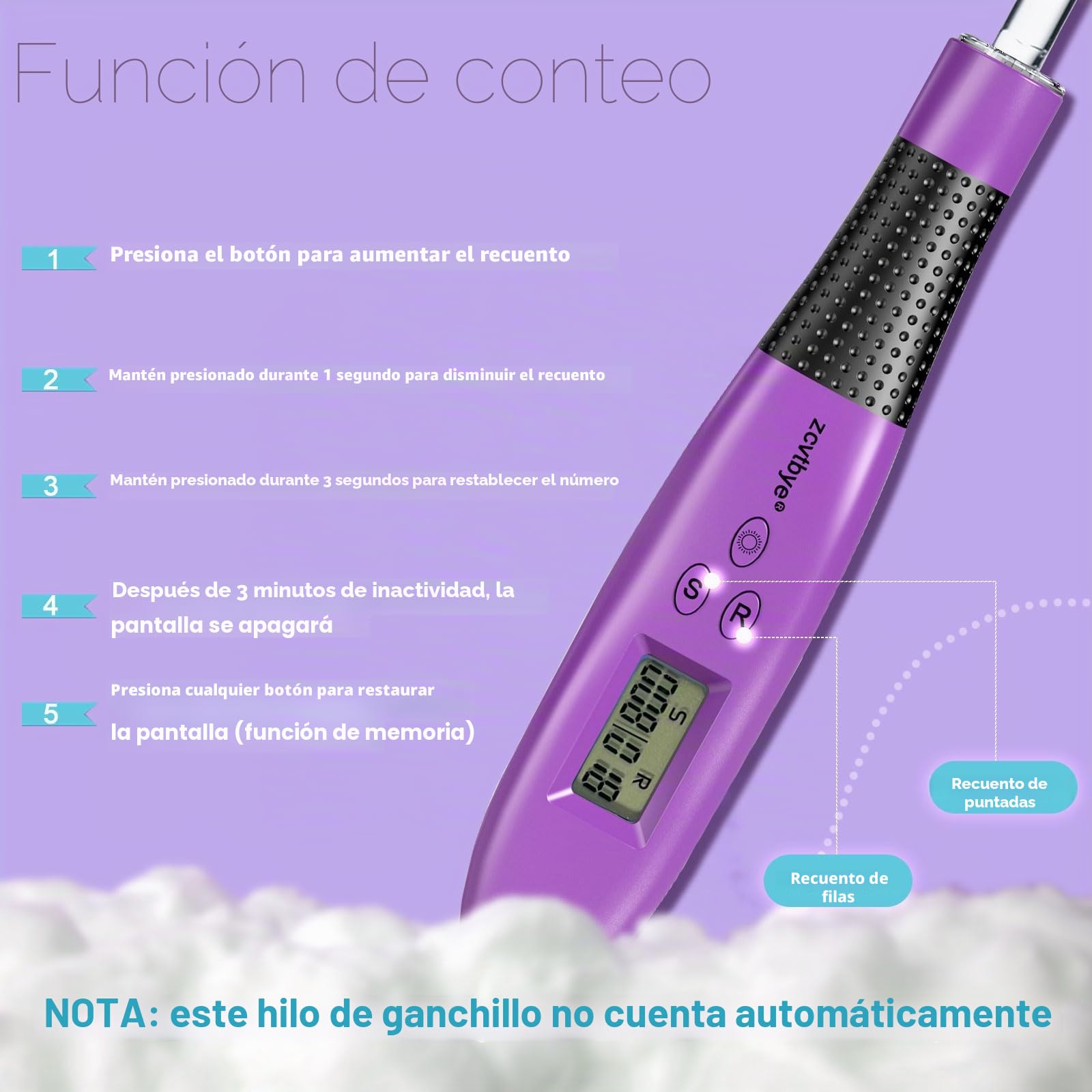 Juego de agujas ergonómicas de ganchillo 24 en 1 con luz LED y contador, cabezales intercambiables de metal y plástico 2-14 mm, agujas de hilo, marcadores y regla