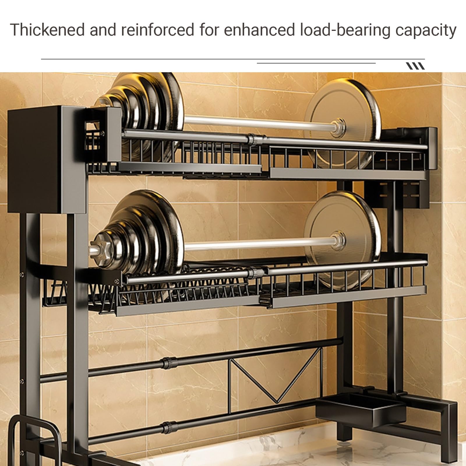 Großer Metallischer Geschirr Trockner für Die Küche mit Besteckregalen Multifunktionales Heim Geschirr Rack für Teller, Schüsseln, Körbe und Utensilien(Single layer)