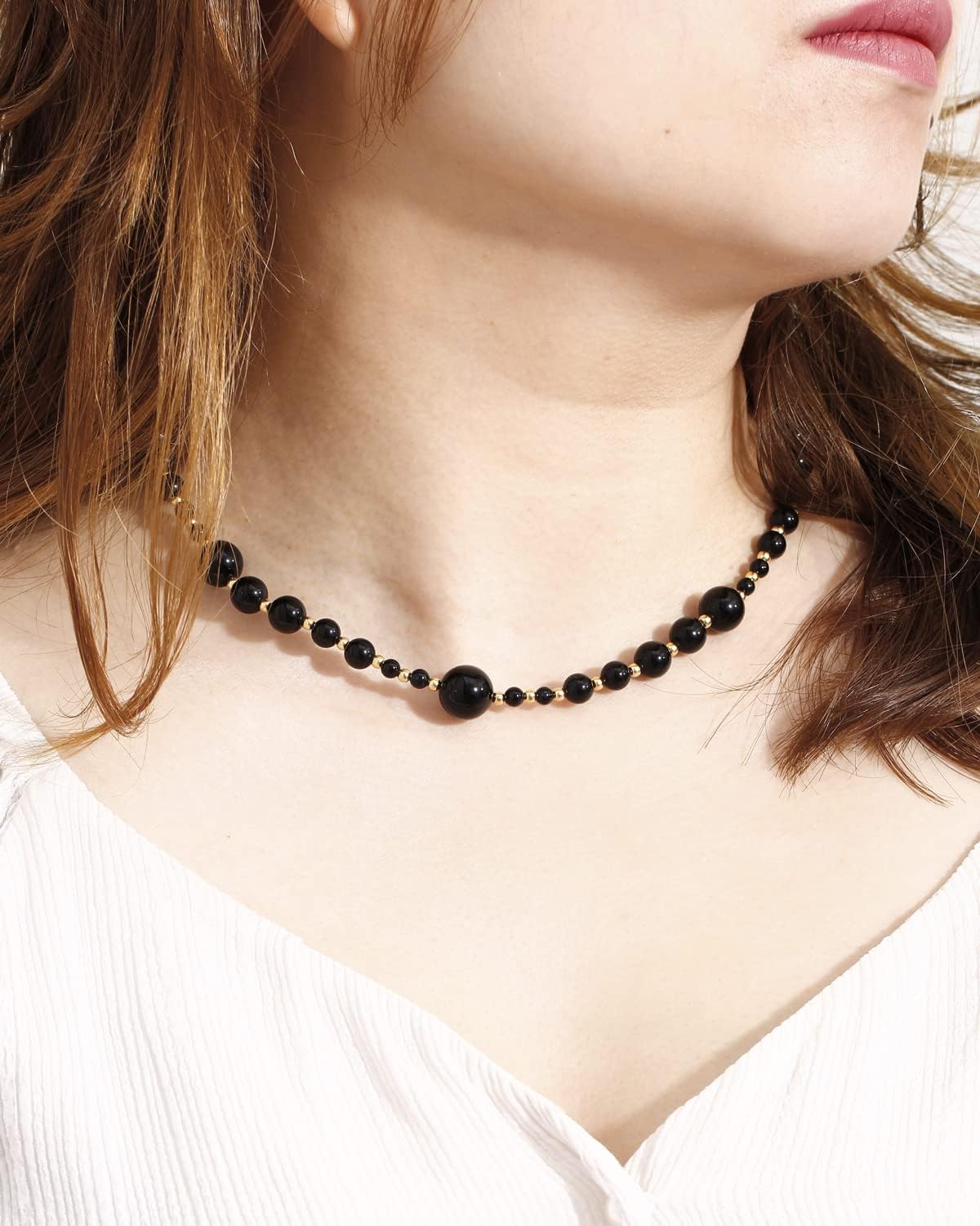 Jewever Tiger Eye Black Obsidian Beaded Strand Necklaces for Women Men Necklace Reiki Healing Crystals and Gemstone Beaded Necklace Natural Stone Unisex Jewelry Gifts - Image 2