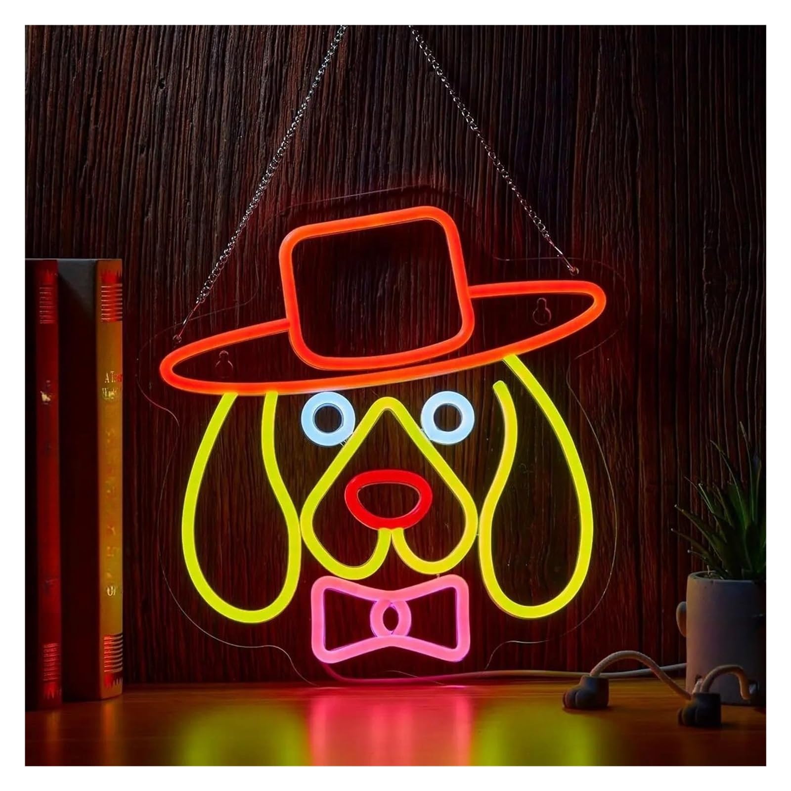 Lemst One Color Signs Lamp Dachshund Cowboy Neon Sign Light Dimmable For Game Room Bedroom Home Bar Living Room Club Wall Decor Usb Lamp Illuminated 33Cmx33cm