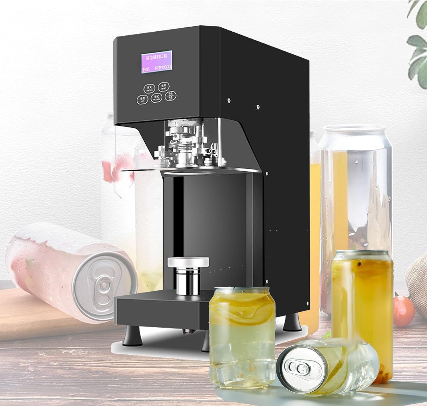 AYCDL Intelligent Beer Can Sealing Smart Automatic Cup Sealer Machine Height Adjustable,370W Electric Can Seamer Machine Bottle Can