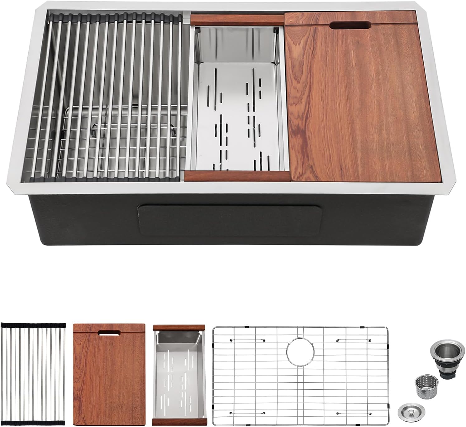 30 Inch Undermount Kitchen Sink - Mocoloo 30x19 Inch Stainless Steel Workstation Sink 16 Gauge Handmade Single Bowl 10" Deep Kitchen Sink