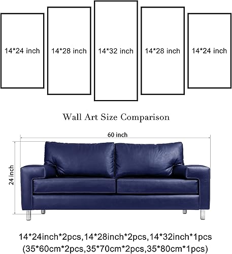 Vista 5 de Cuadro de vista nocturna del puente de Brooklyn de 5 paneles de Wieco art, ilustraciones de paisaje, bastidores impresos, cuadros abstractos sobre