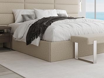 VANT Upholstered Platform Bed -Queen Size- Faux Merino Wool Cream - Easy Assembly Bed Frame No Box Spring Needed Foundation for Optimal Support - Sleek Modern Design for Any Bedroom