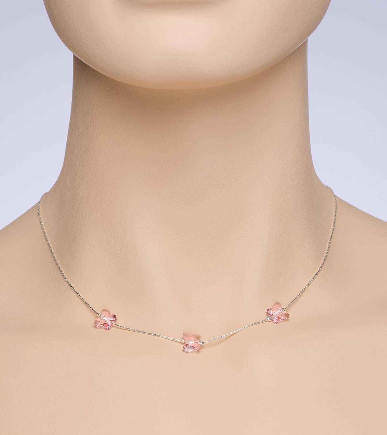Stera Jewelry Choice of Girls Silver Necklace Made with Swarovski Crystal Butterflies, 16 + 4 Inches
