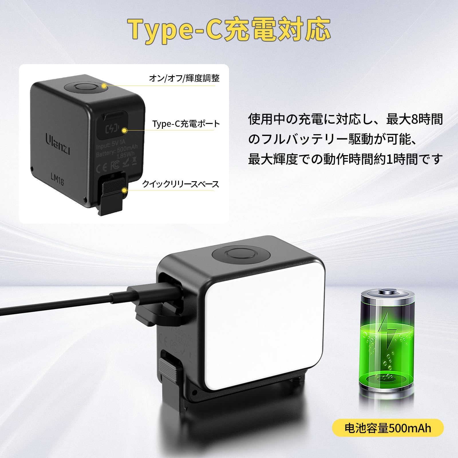 マグネット付きLEDビデオライト 2000mAh USB-C充電式 USB-C充電式LEDビデオライト マグネット搭載 2000mAh｜Yahoo
