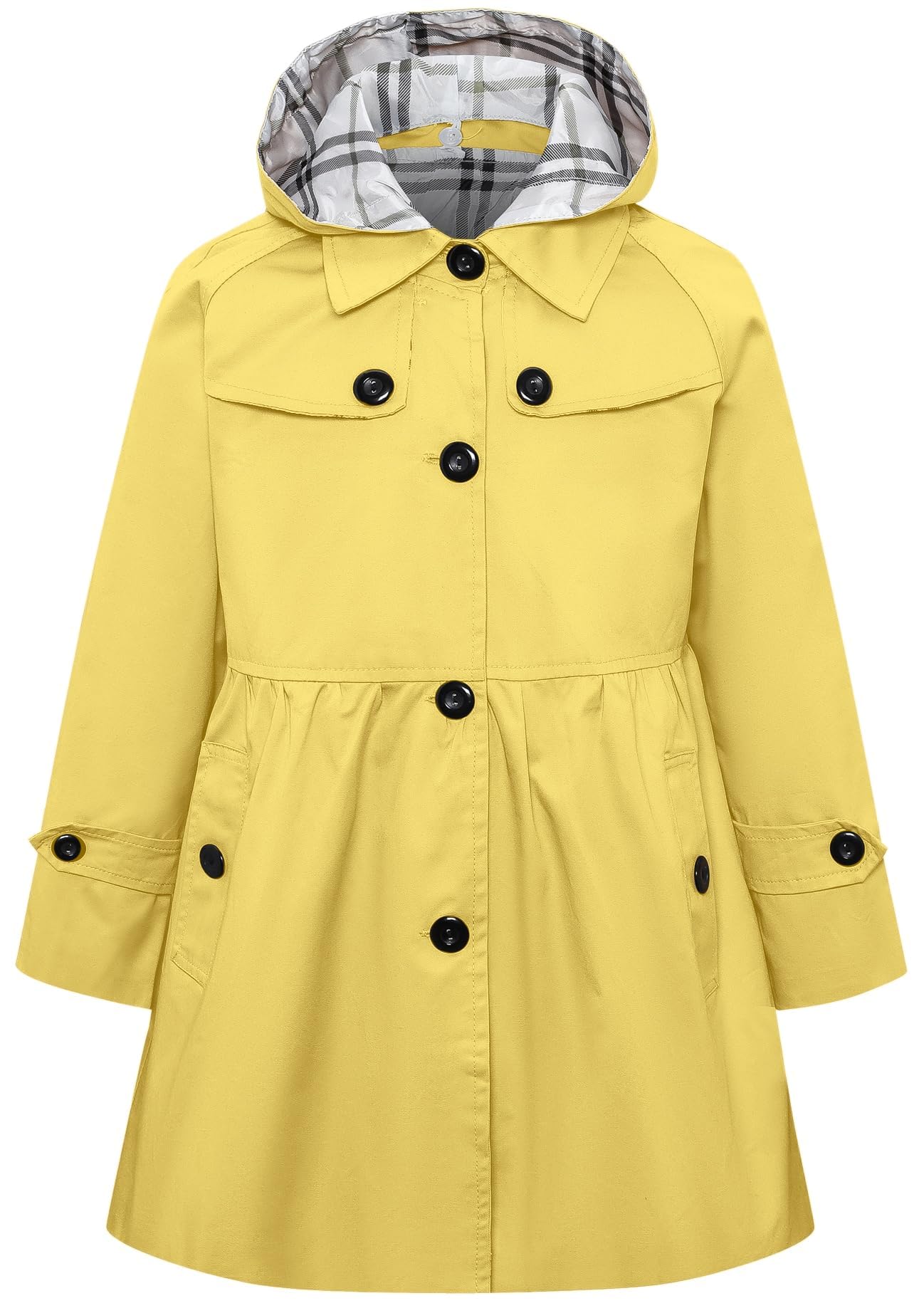 Betusline Girl's Single Breasted Trench Coat Hooded Dress Coat Outerwear