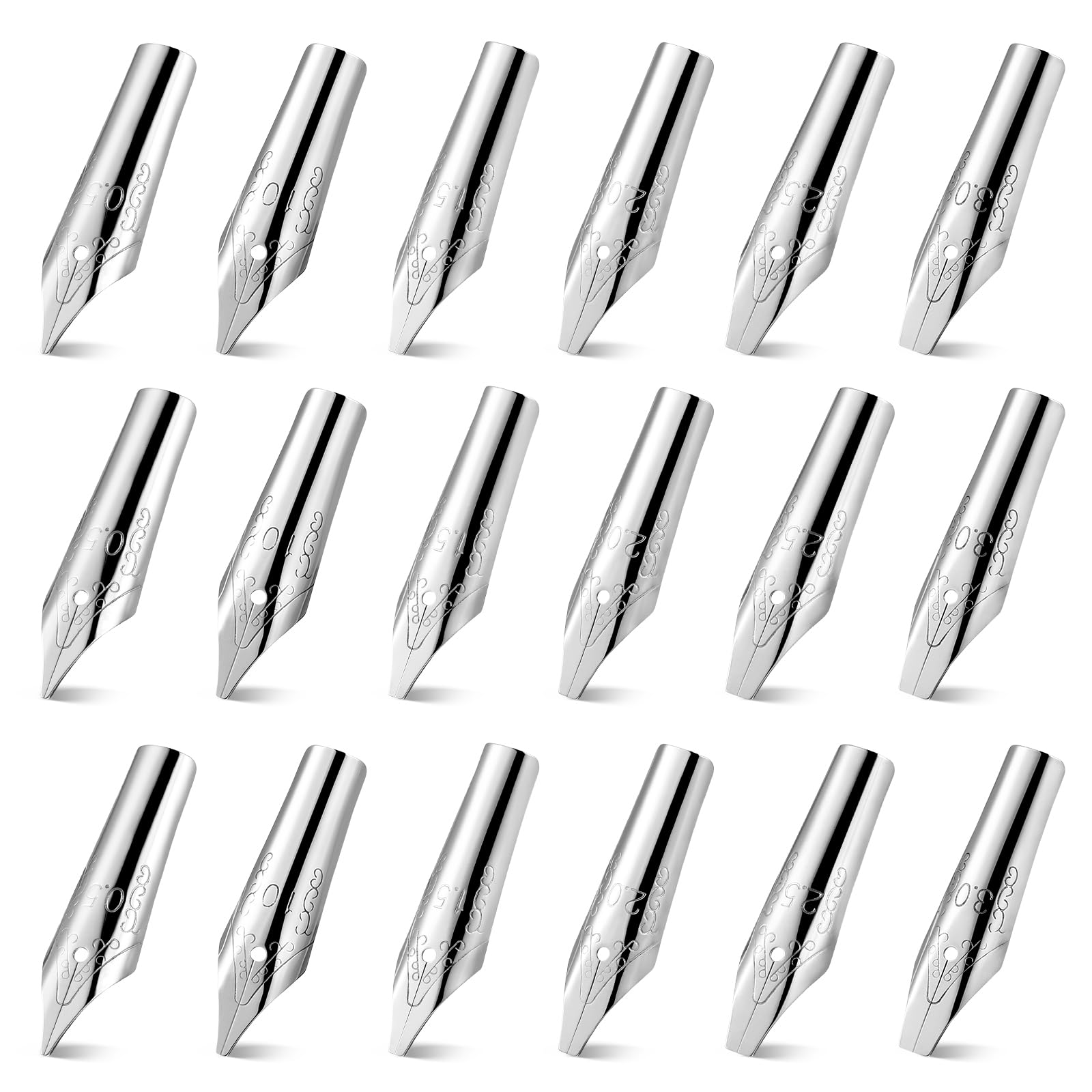 Sewroro 30pcs Fountain Pen Nibs Replacement Stainless Steel Pen Nibs Calligraphy s Ink s Dip s 6 Sizes