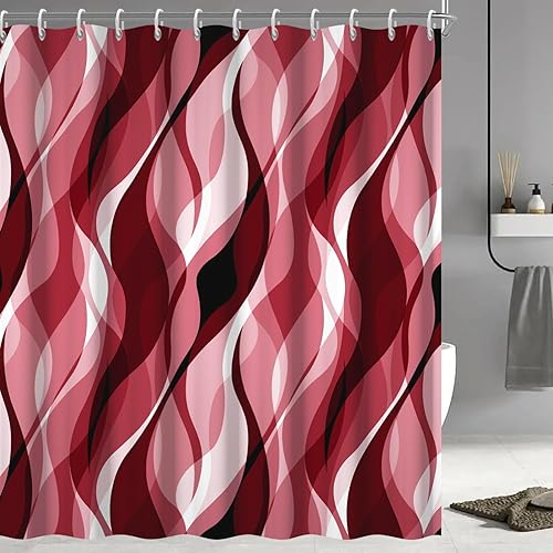 Miniatura 28 de Cortina de ducha gris, juego de cortina de ducha moderna abstracta a rayas negras y grises para baño, cortina de ducha impermeable blanca y gris