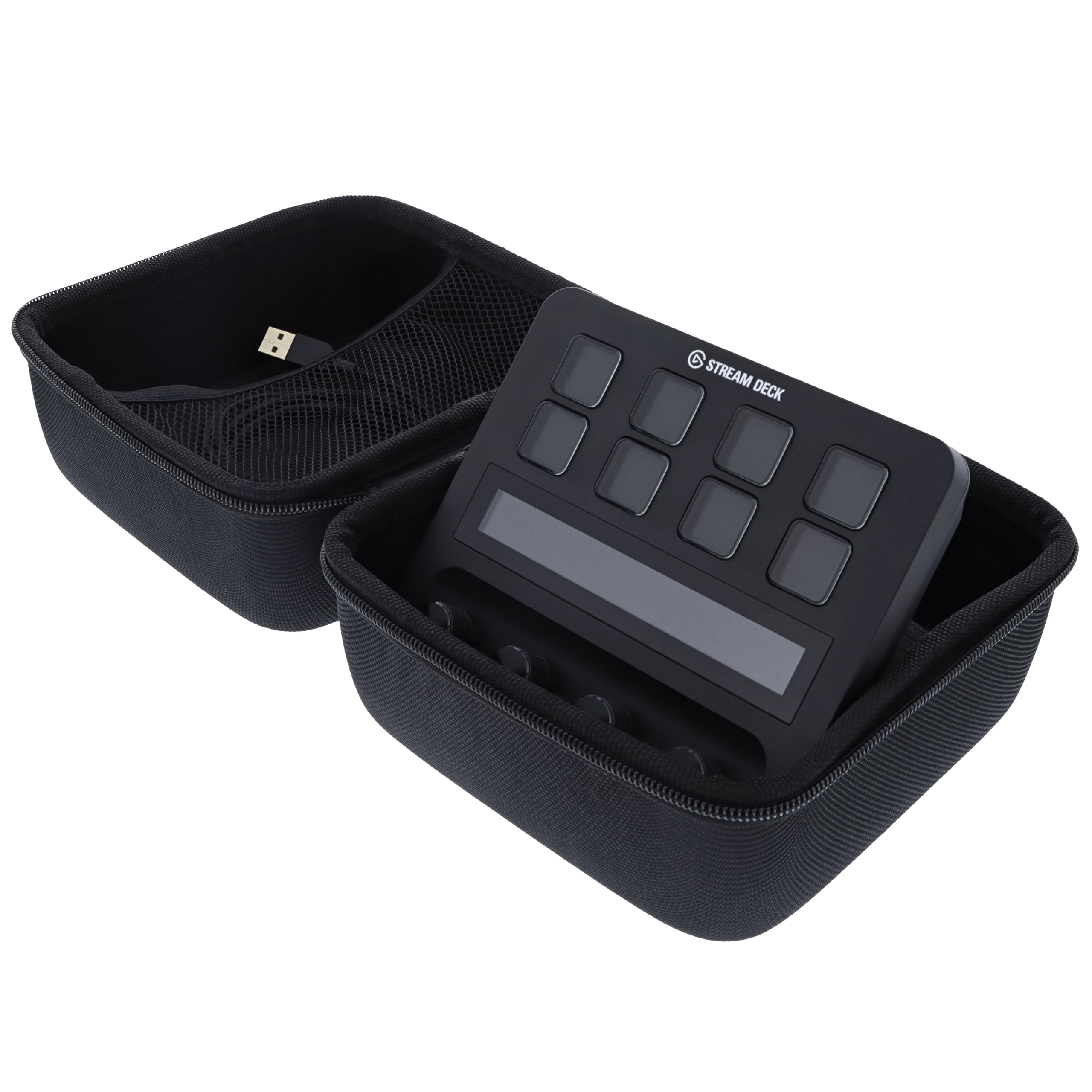 Tasche kompatibel mit Elgato Stream Deck + / XLR robuste Schutzhülle Transporttasche Tragetasche Case Aufbewahrung Studio Controller Zubehör für unterwegs schwarz