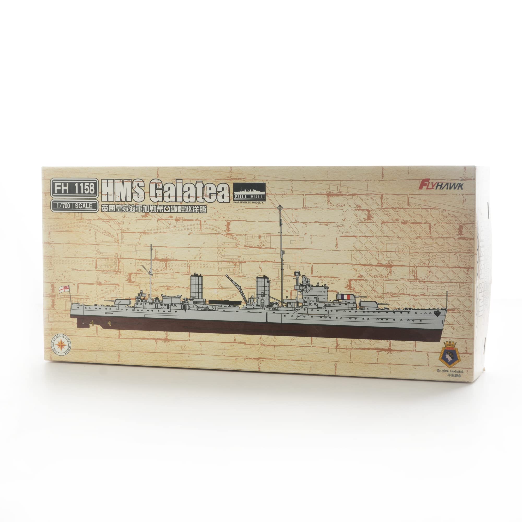 GBMODEL Flyhawk FH1158 1/700 Scale HMS Galatea Plastic Light Cruiser Model Kit, Ship Military Toys, Adults Hobby DIY Collection, Replica, Making, Crafts, Hobby, Assembly, unpainted
