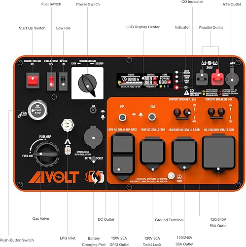 Miniatura 13 de AIVOLT Generador inversor de 4300 W a gas, portátil, súper silencioso, generador al aire libre, listo para herramientas de camping y uso doméstico