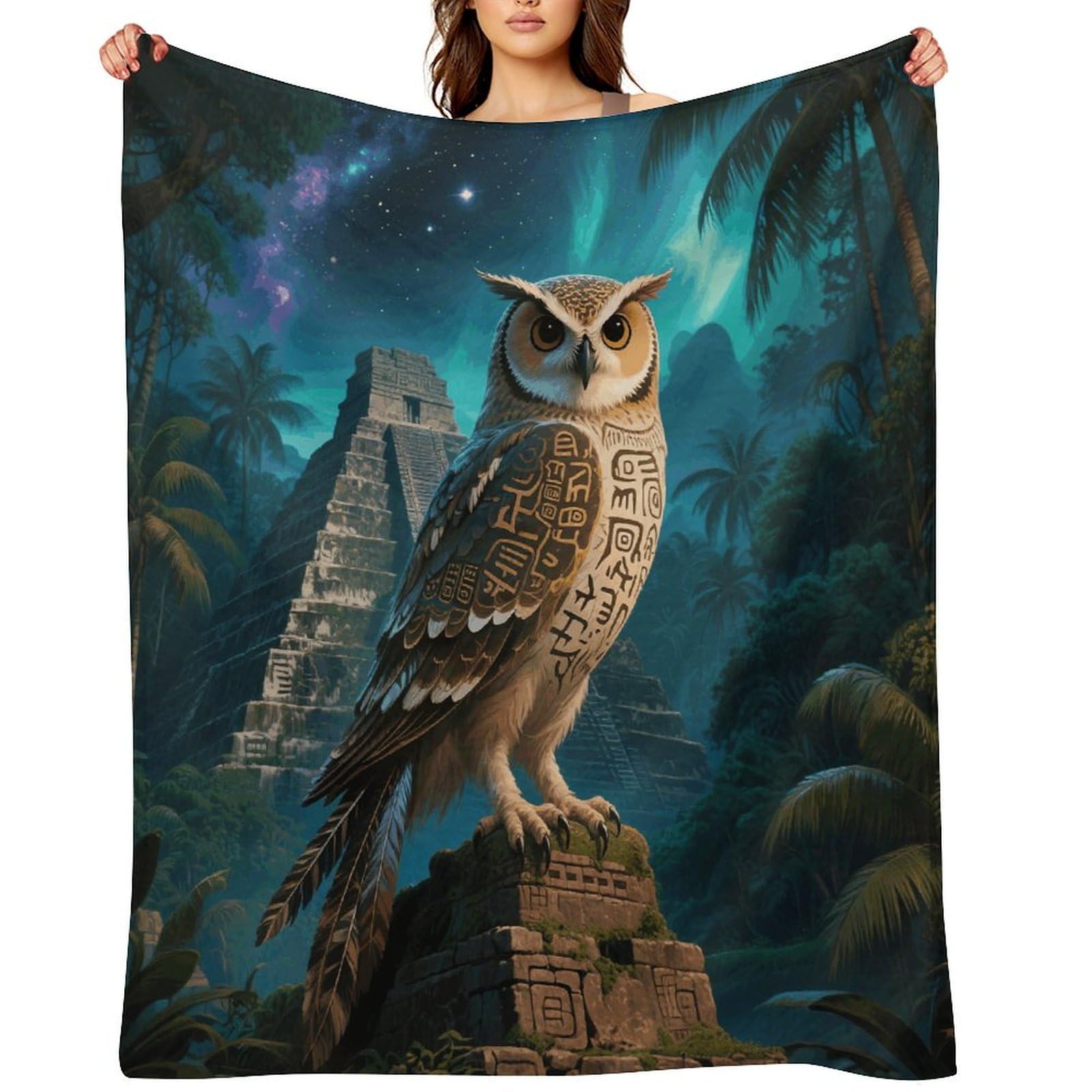 Maya Owl Throw Blanket for Couch and Bed Super Soft Warm Lightweight Throw Blankets Cozy Fuzzy Flannel Blanket Personalized Decorative Blankets for Sofa Decor 30"x40"