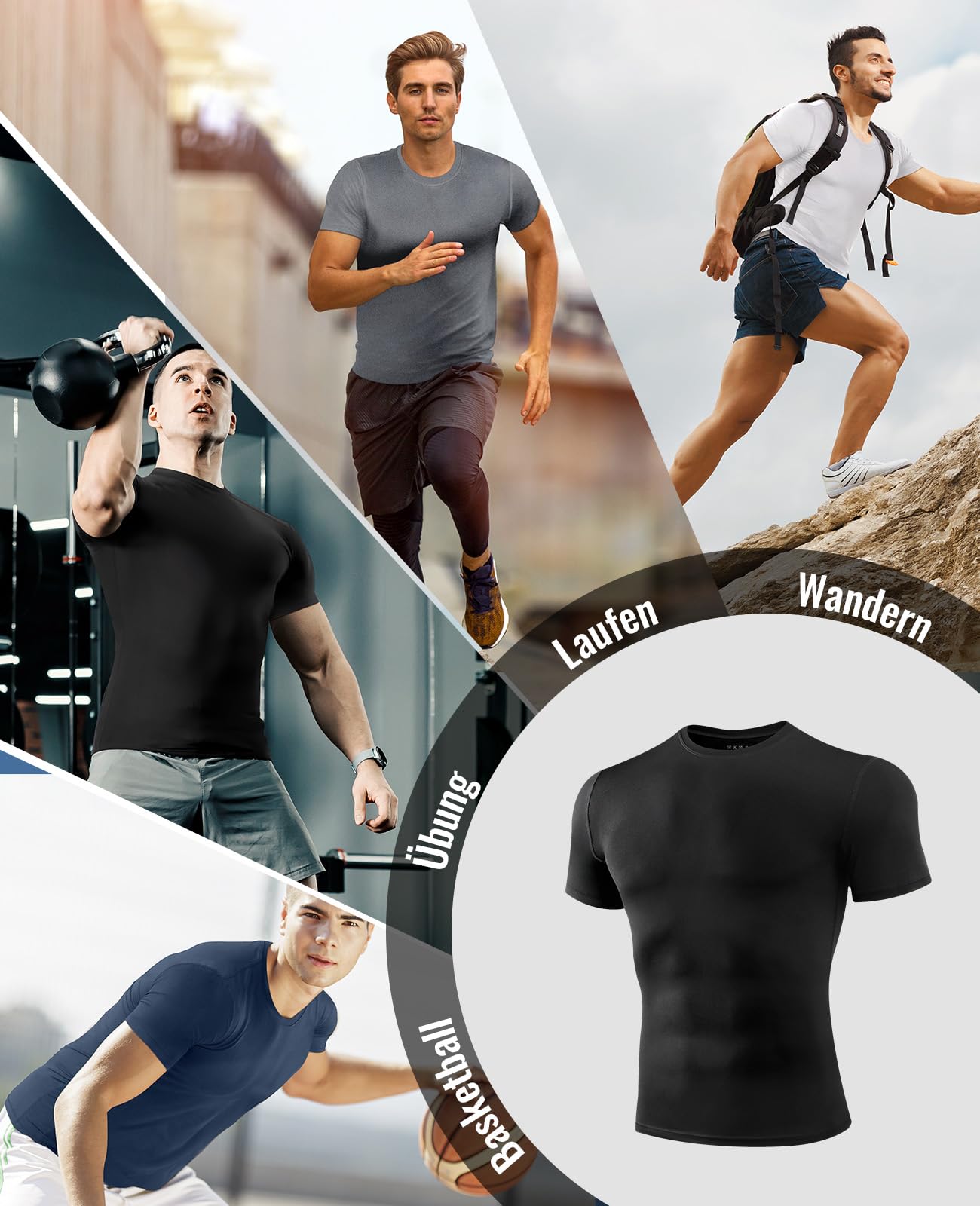 Niksa 1/2/3 unidades camiseta funcional para hombre, camiseta de compresión para hombre, manga corta, cuello redondo, transpirable, camiseta para correr, entrenamiento, fitness
