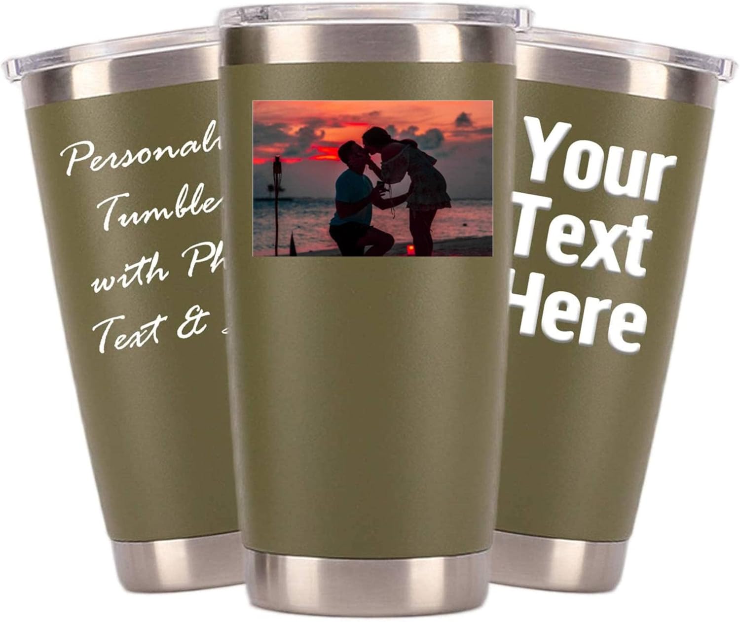 Custom 20oz 30oz Tumblers Personalized With Picture With Slider Lid And Straw Photo/Text/Logo Straw Custom Vacuum Insulated Coffee Mugs Gifts