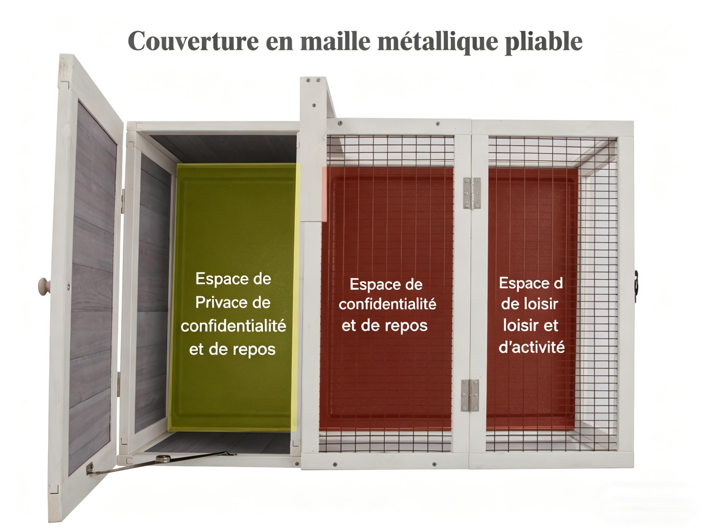 HiCaptain Enclos Tortue Exterieur Bois avec Fond, Cage Cochons d'Inde Exterieur en Bois - Facile à Installer - 91cm x 61cm x 31cm Porte d'évacuation et Grenier