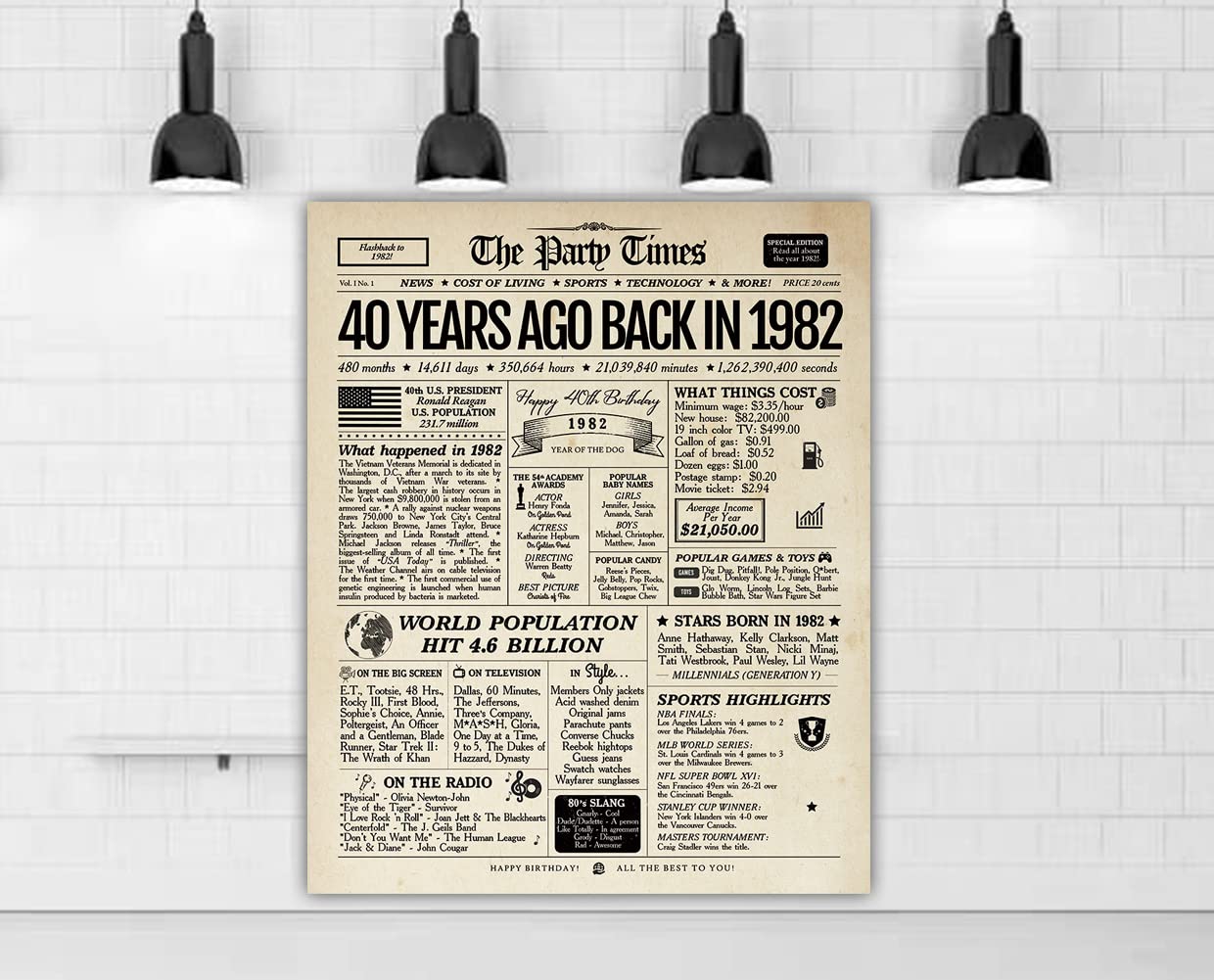 Happy 40th Birthday Backdrop Banner 40 Years Ago Back In | Desertcart KSA