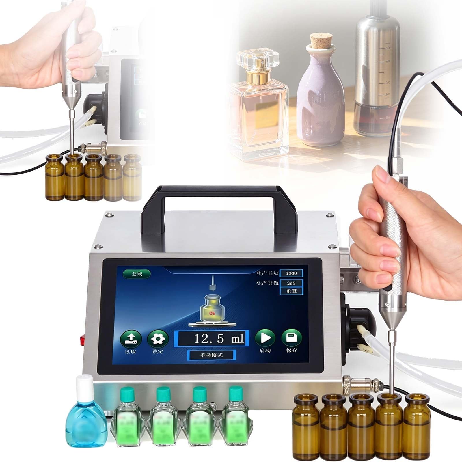 Automatyczna Maszyna Do Napełniania Płynem, Mała Maszyna Do Napełniania Butelek Butelki 1-100 Ml, Maks. Przepływ 600 Ml/Min, Do Olejków Eterycznych, Perfum, Kropli Do Oczu(HD1360)