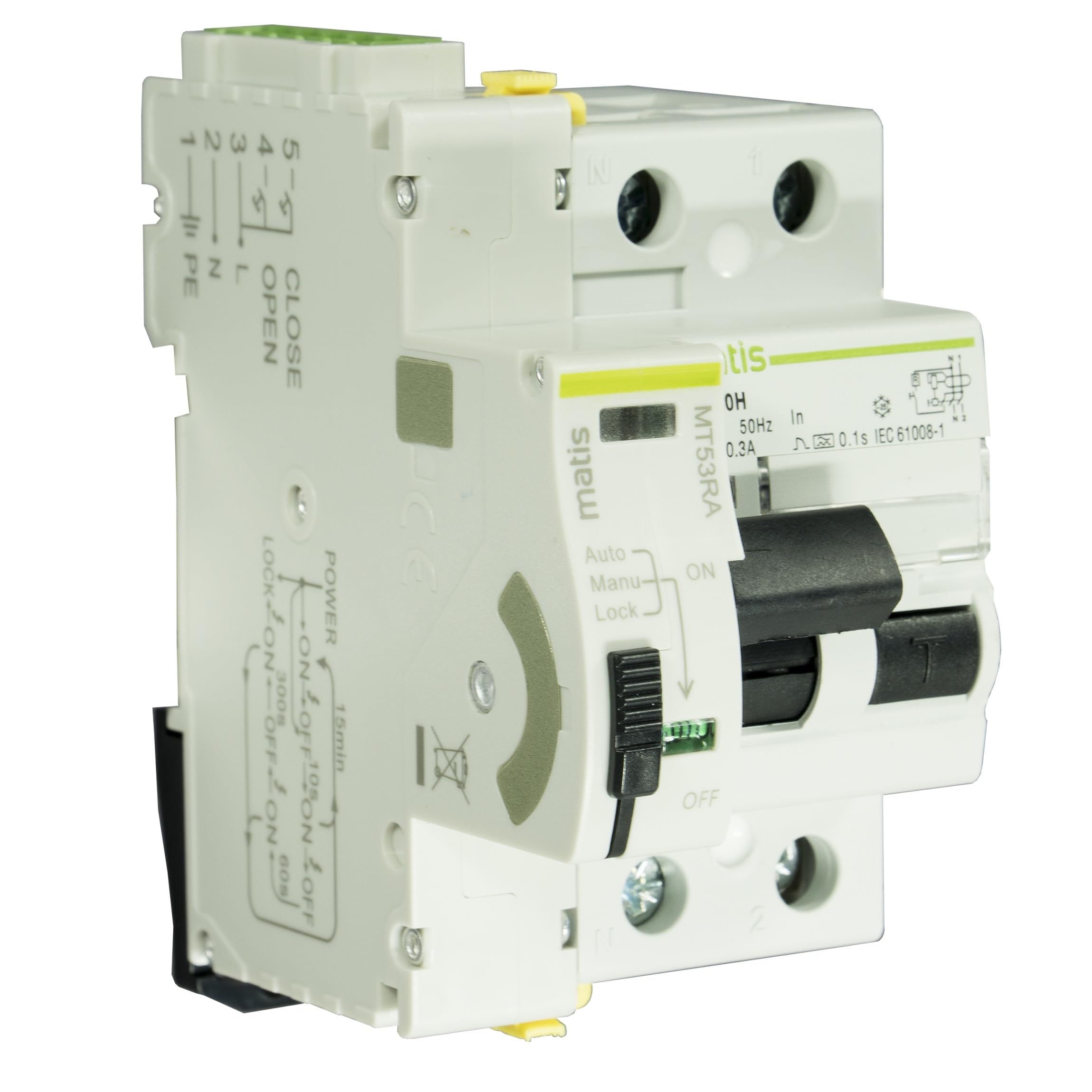 CABLEPELADO Reconectador automático diferencial alta inmunidad, Reconectadora diferencial básica Superinmunizado, 3 rearmes, Clase A, Indicador LED, Reconexiones 10s-60s, 2P 10kA 30mA, 40A