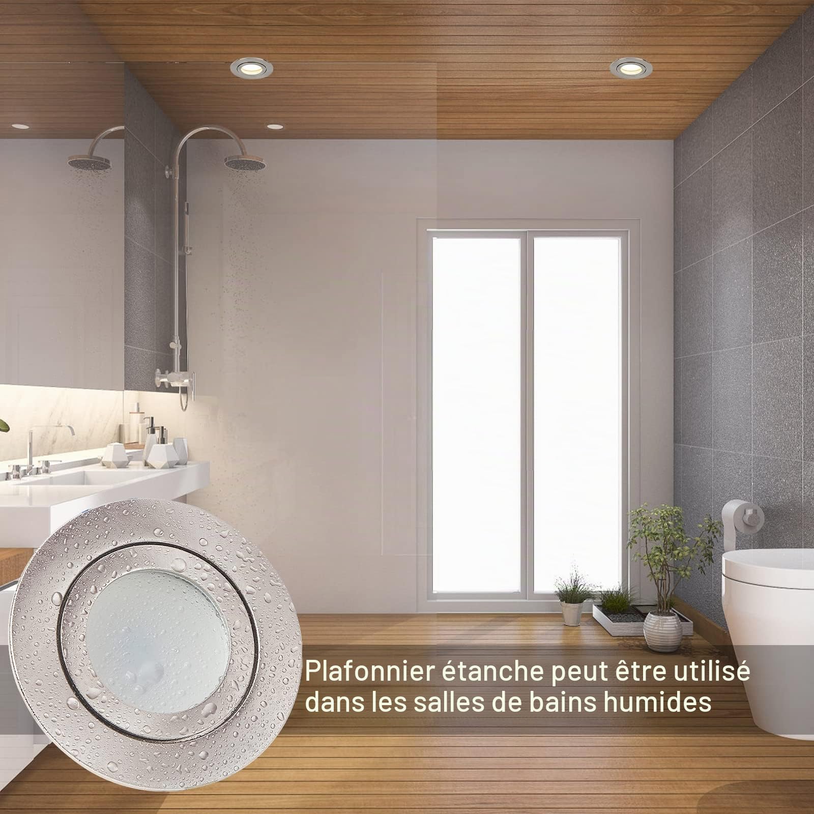 HCFEI IP44 Dimmable LED Spot Encastrable Argent | Aussi pour Salle de Bains | 5W 230V | Lot de 3 Spots | Blanc chaud