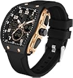Watches for Men Unique Rectangle Relojes para Hombres White Wristwatch with Digital Analog Dual Time Display Countdown Stopwatch Punk Cool Design 5ATM Waterproof