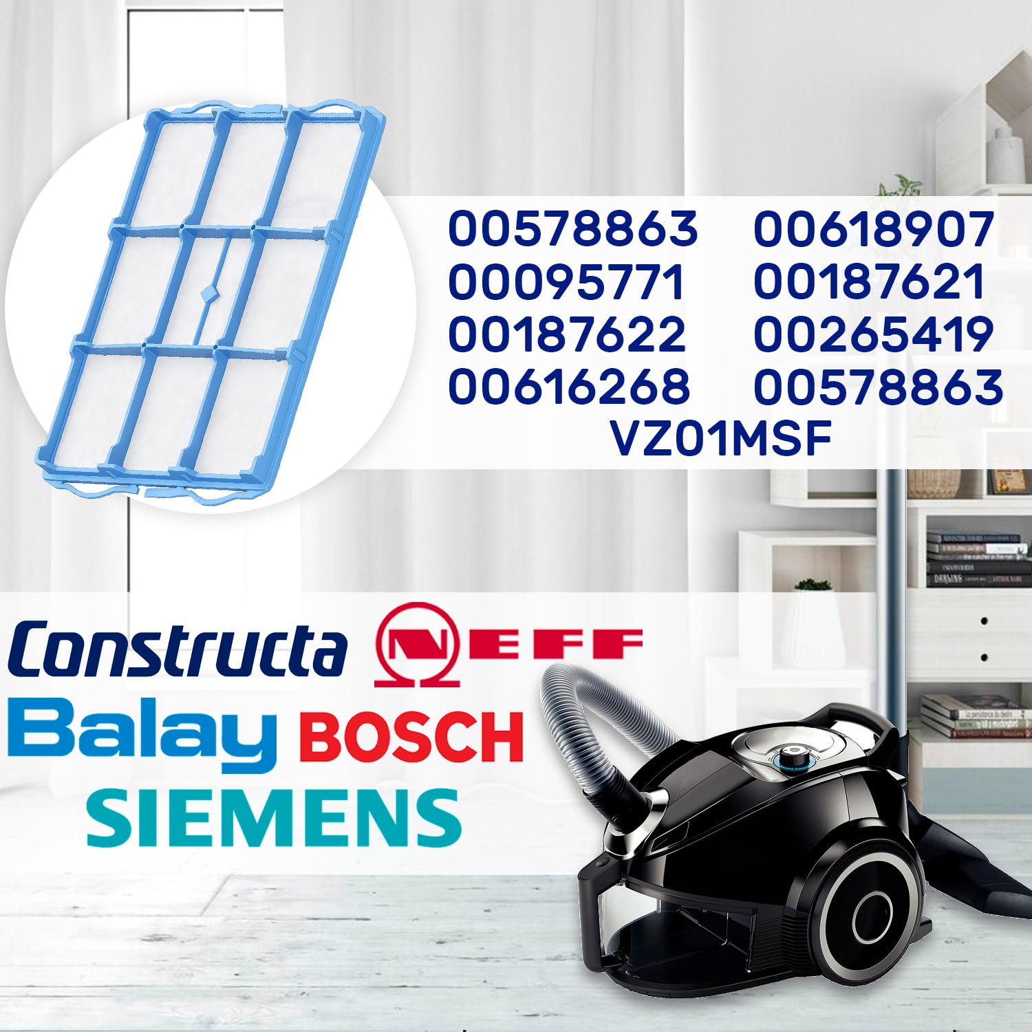 CleanMonster - Filtro Motore Lavabile Per Aspirapolvere Siemens E Bosch (VZ01MSF / 00578863) | Confezione Da 2 | Protegge Il Motore Da Polvere E Sporcizia
