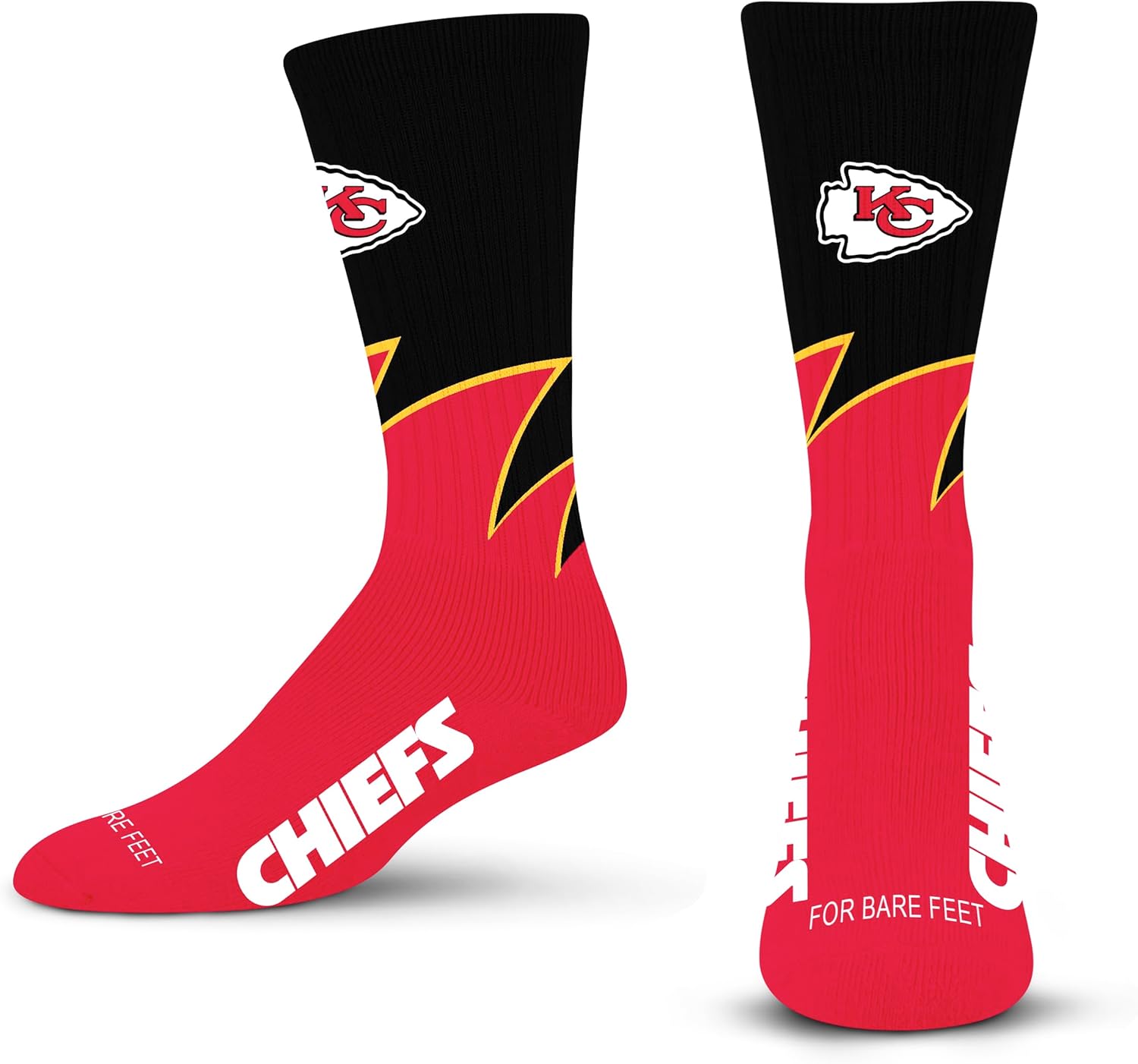 For Bare Feet NFL Unisex Kids Black Wave Crew Sock Nfl Youth