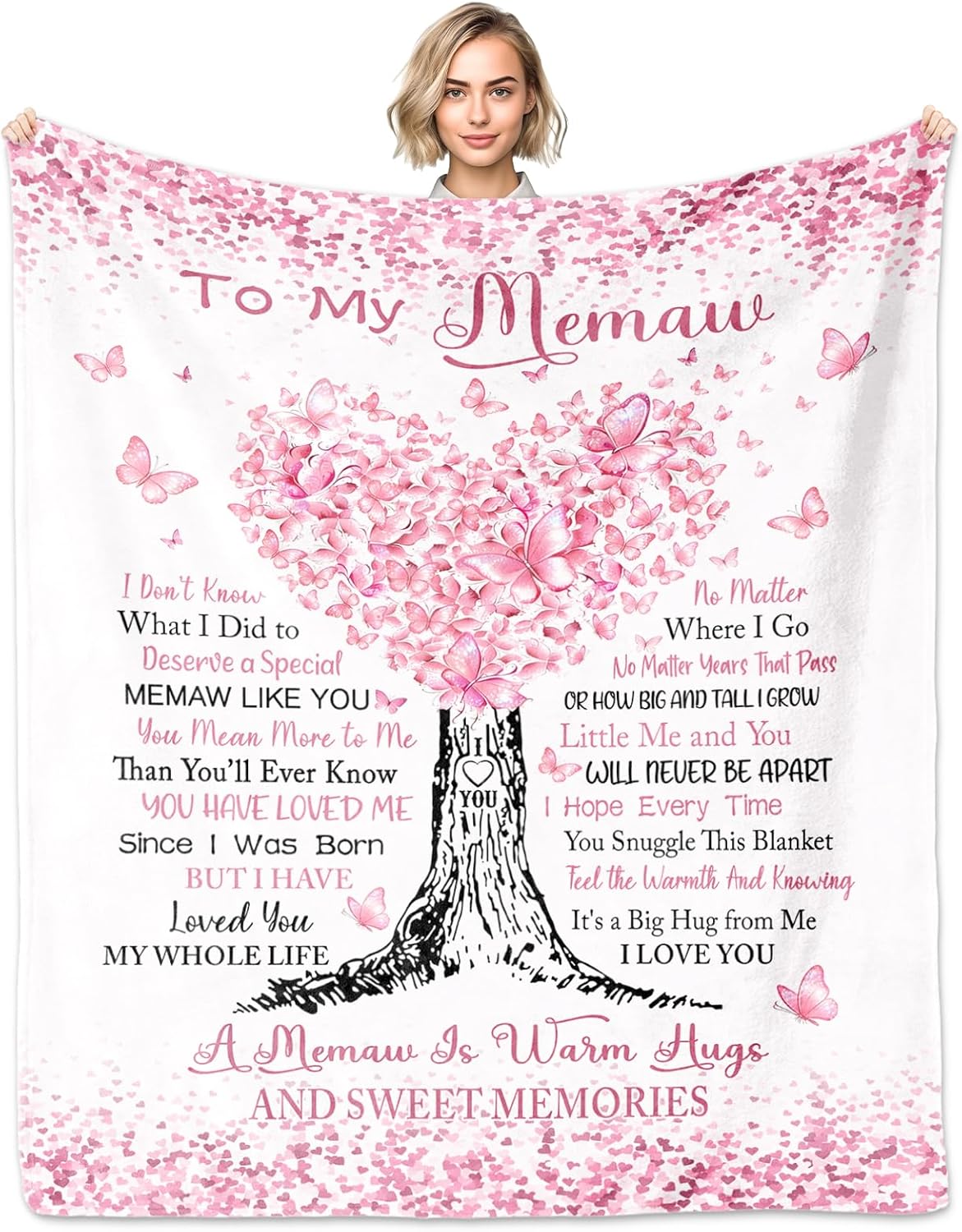Memaw Gifts from Grandchildren Grandkids, Memaw Birthday Gifts Blanket 60"x50", Gift for Memaws, Memaws Gift Ideas for Mother's Day Christmas, to My Grandma Blanket, Grandma Birthday Present