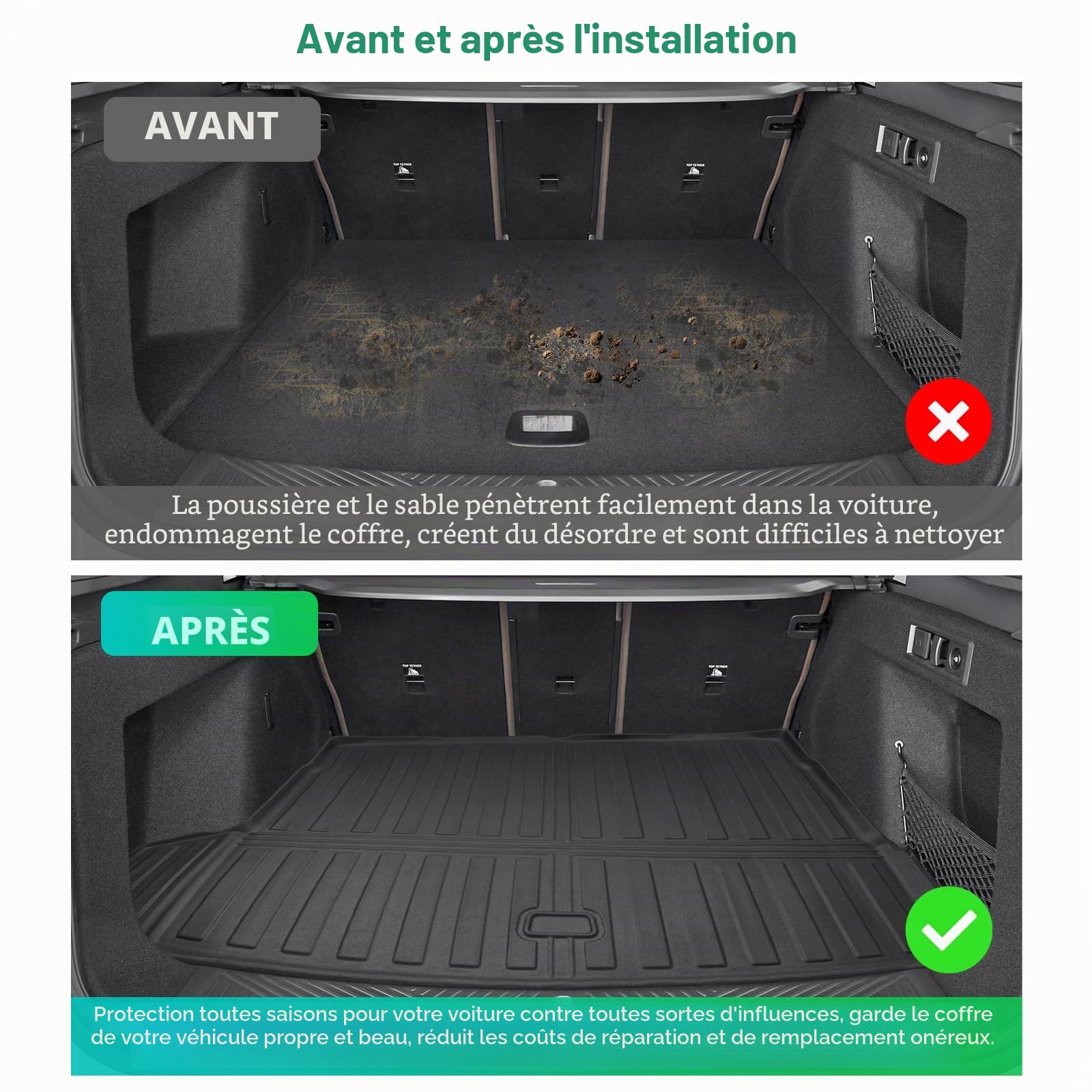 GAFAT Compatible avec BMW X3 G45 2025 2026 Tapis de Coffre, Facile à Plier, X3 2025 MHEV xDrive Tapis en TPE Toutes Saisons, Multifonction, Original Scan 3D Bord Haut, X3 G45 Accessoires [Pas PHEV]
