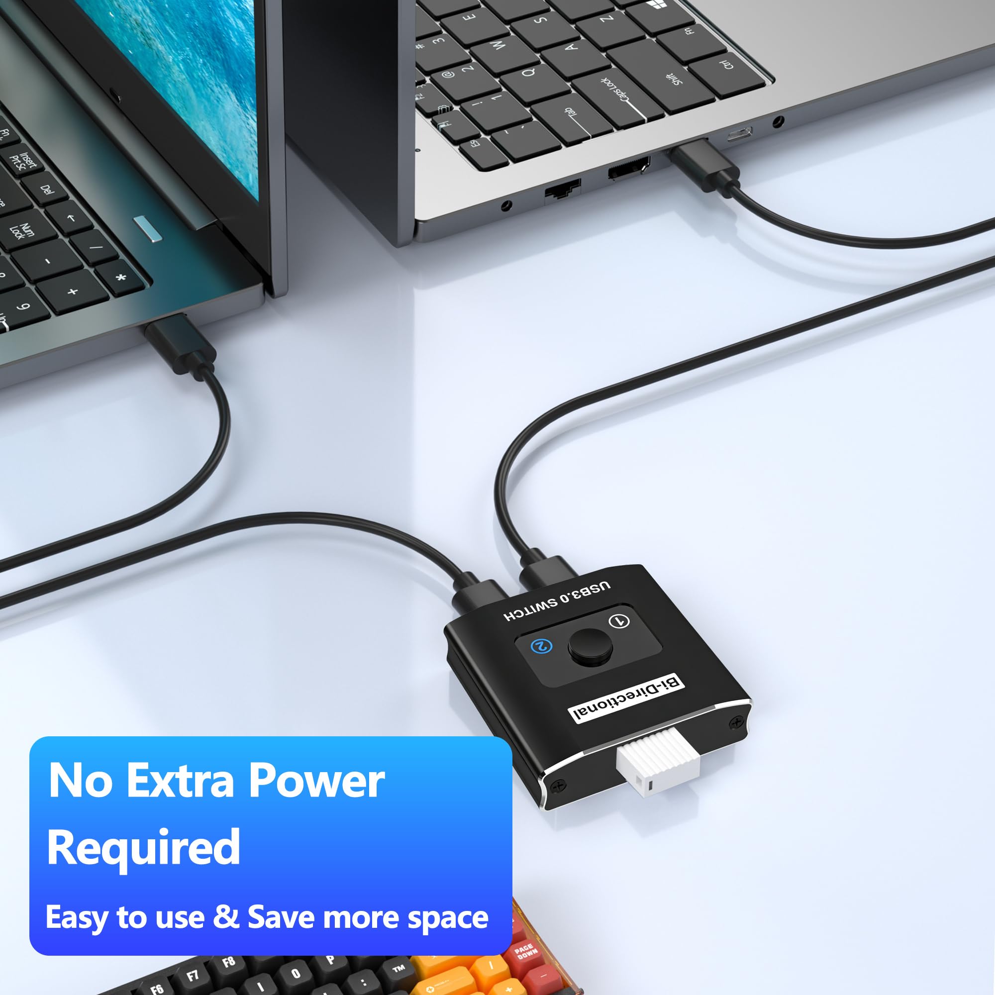 Switch USB Bidirezionale USB Switch 2 in 1 out (1 in 2 out) Switch KVM, condivisione di 1 dispositivo tra 2 computer per stampante, PC, stampante, tastiera, scanner