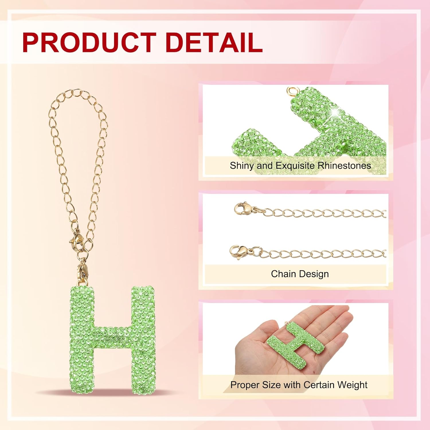 PATIKIL Letter Bag Charm, Bling Glitter Letter Charm Initial Letter Keychains for Woman Bag Accessories Backpack - Image 3