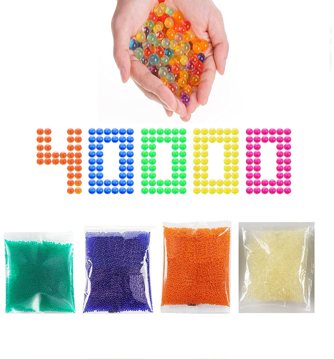 LBOYLOVE 40,000Pcs 7-8mm Gel Balls, Crystal Colored Soft Crystal Water Paintball battles Cosplay , Gel Ball Toy for Summer Outdoor Game Gift for Boy and Girl (Colorful Water Paintball)