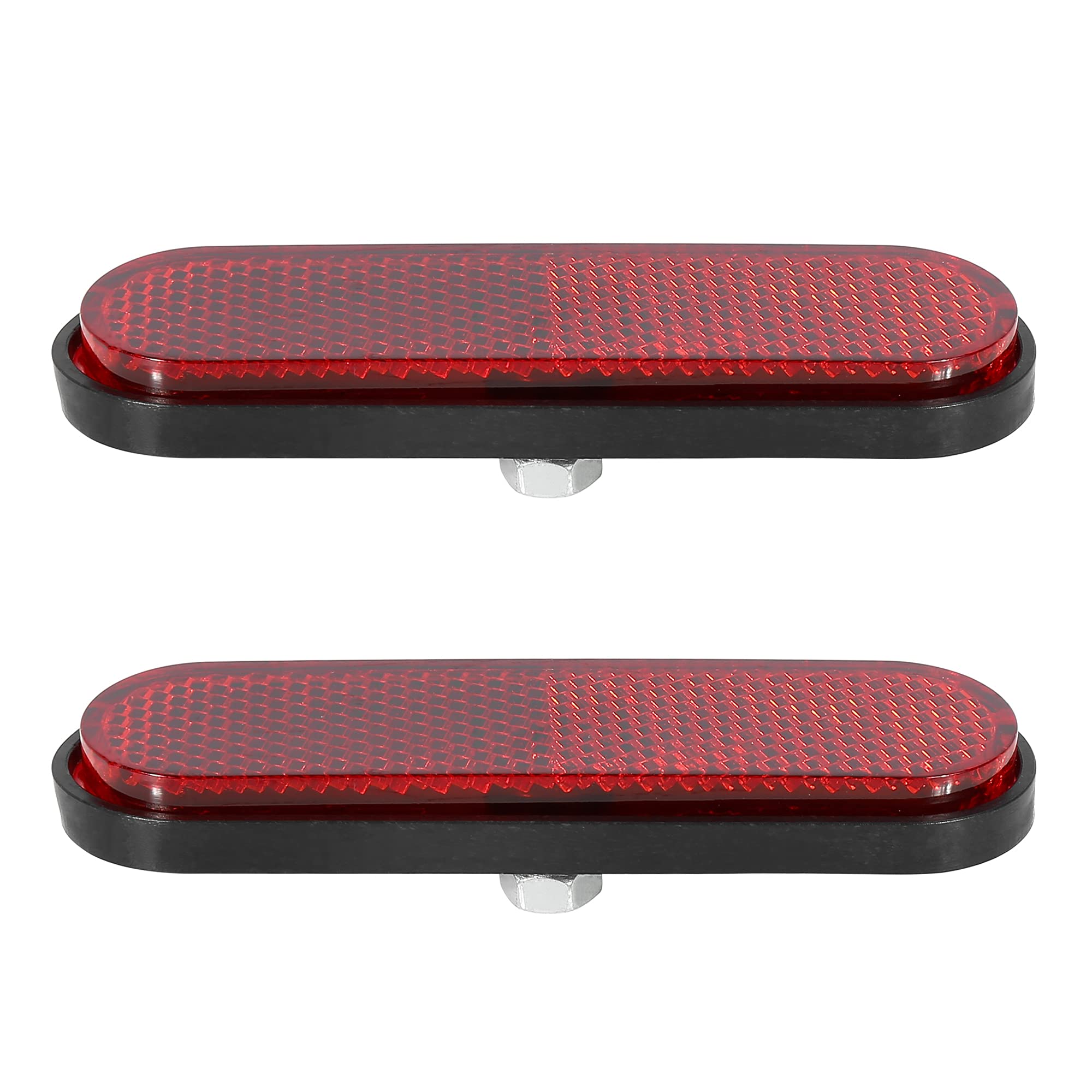 F FIERCE CYCLE Pair M6x1.0 Red Oval Universal Screw Mount Reflective Warning Reflector for Motorcycle Bike