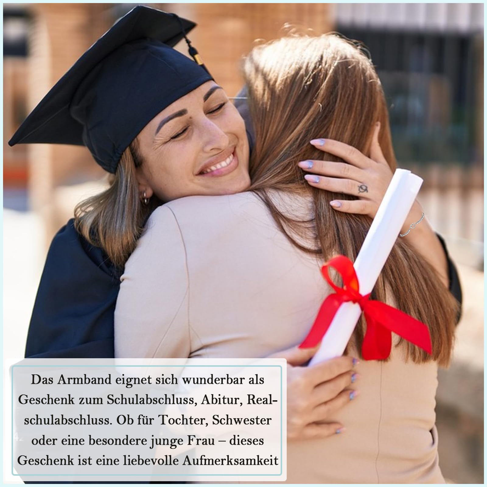 EYQV Beste Freundin Geschenke, Liebvolles Abschluss Geschenk für Mädchen, Herz-Knoten Armband für Tochter Schwester zum Abi Schulabschluss, Geschenkideen für beste Freundin zum Geburtstag Weihnachten