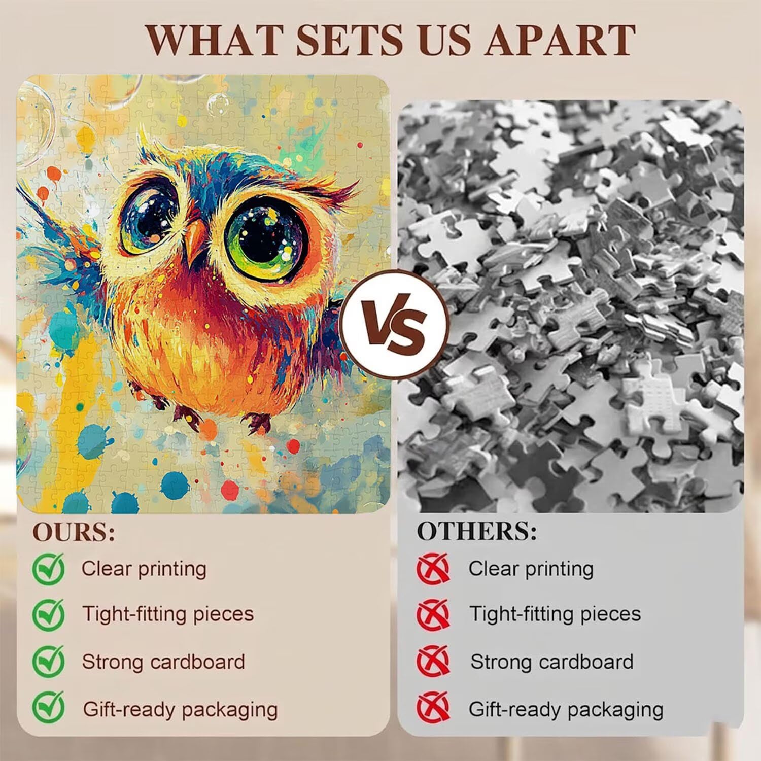 Carino gufo Puzzle 4000 Pezzi per Adulti, Puzzle in Legno - Collezione Classica con Poster Incluso - Sfida di Concentrazione e Passatempo Antistress, Gioco Educativo per Famiglia, 141 x 87 cm f0-571