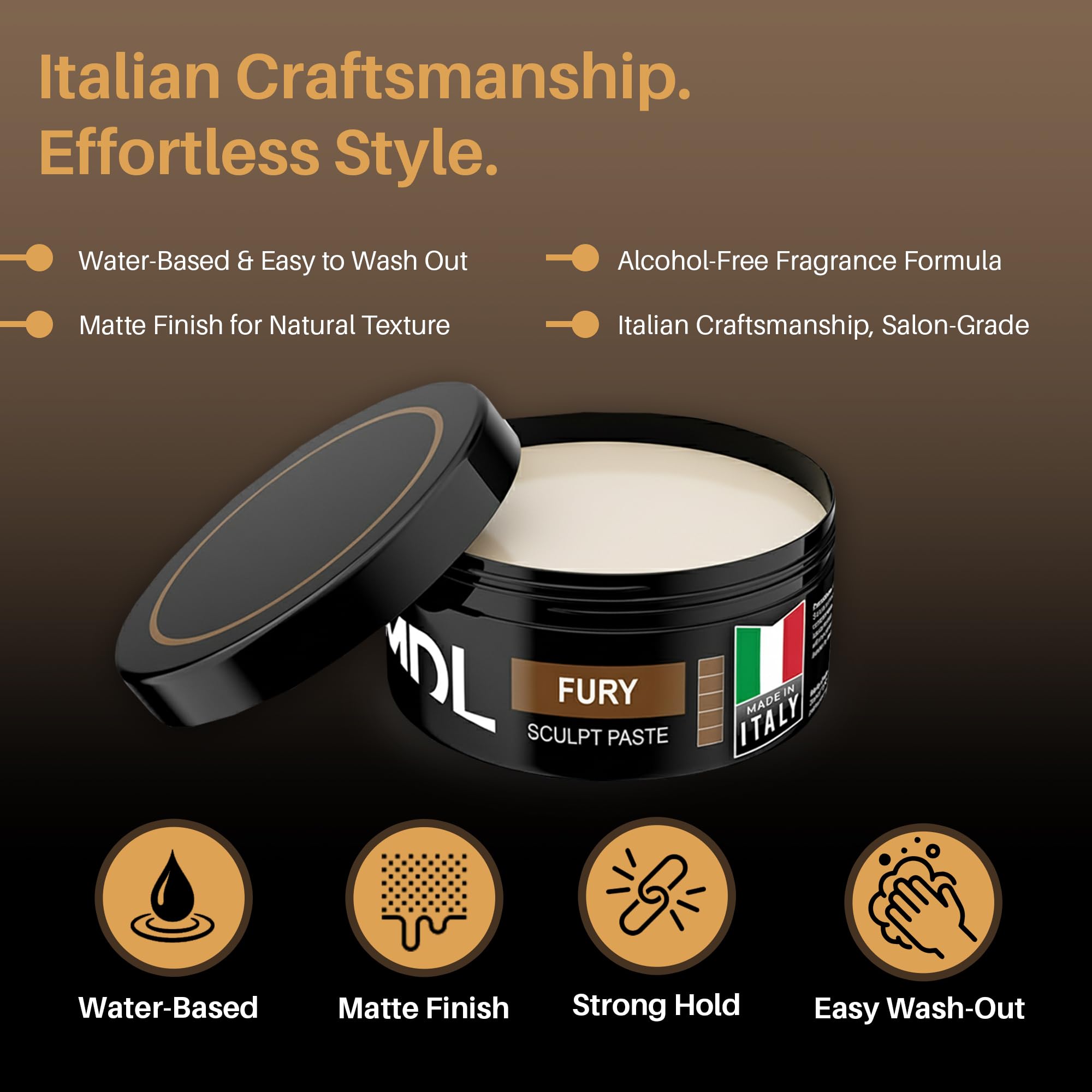 Amazon.com: MY DE LUCA MDL Sculpt Paste Hair Wax for Men, Water