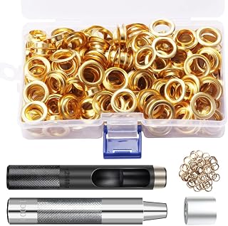 1/2 Inch Grommet Tool Kit, YUSBUTON 100 Sets Grommets Eyelets with 3pieces Grommet Setting Tool,Eyelets Punch Kit for Shoe Crafts, DIY Project Clothing Leather.