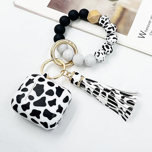 Vista 26 de Funda compatible con AirPods, funda protectora de silicona suave con llavero de pulsera, compatible con Apple AirPods de 2ª