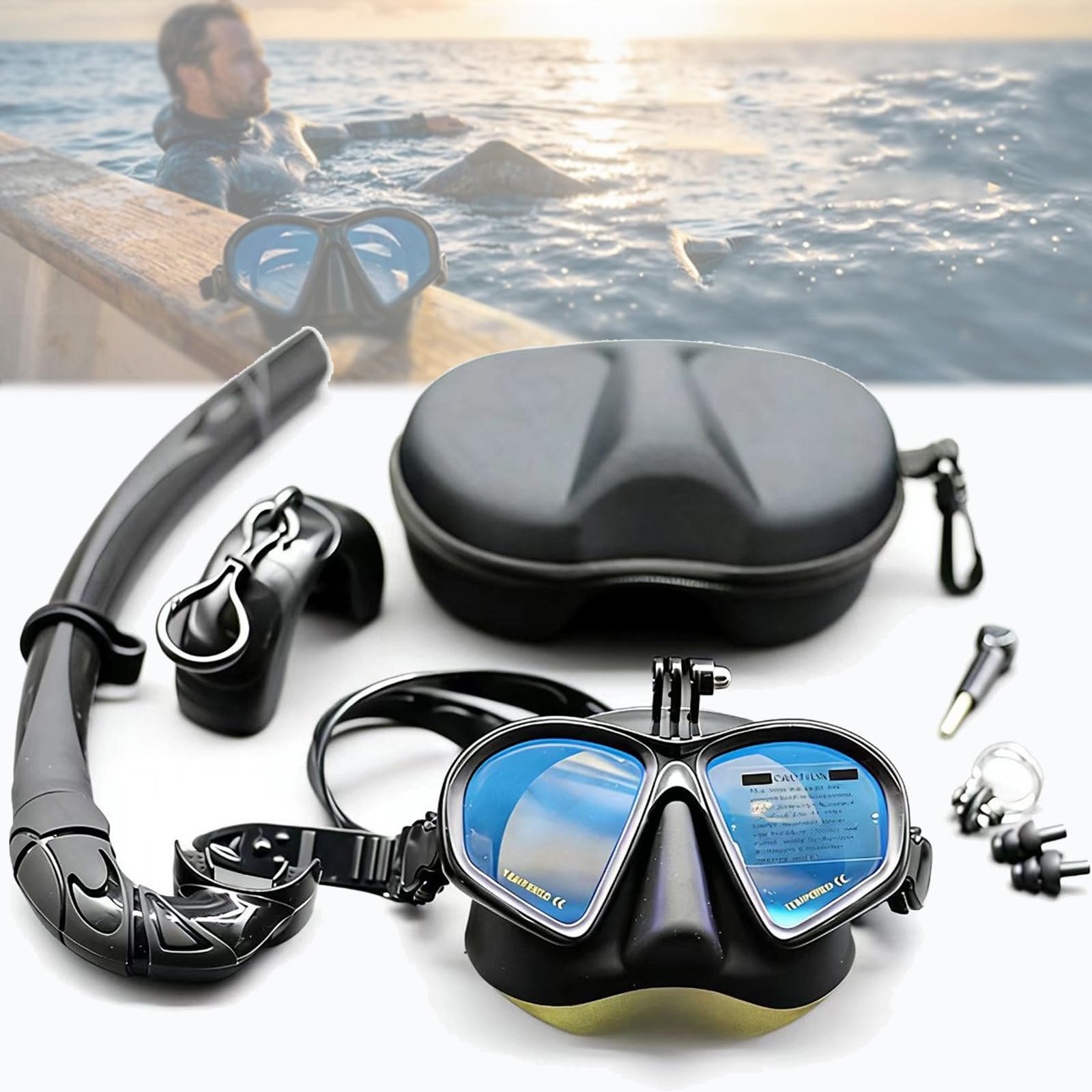 MáScara De Buceo Y Snorkel PanoráMica, Gafas De Buceo con System Antivaho, MáScara De Cristal Templado para Apnea Y Buceo— Ideal para Buceo, Snorkel Y NatacióN. C